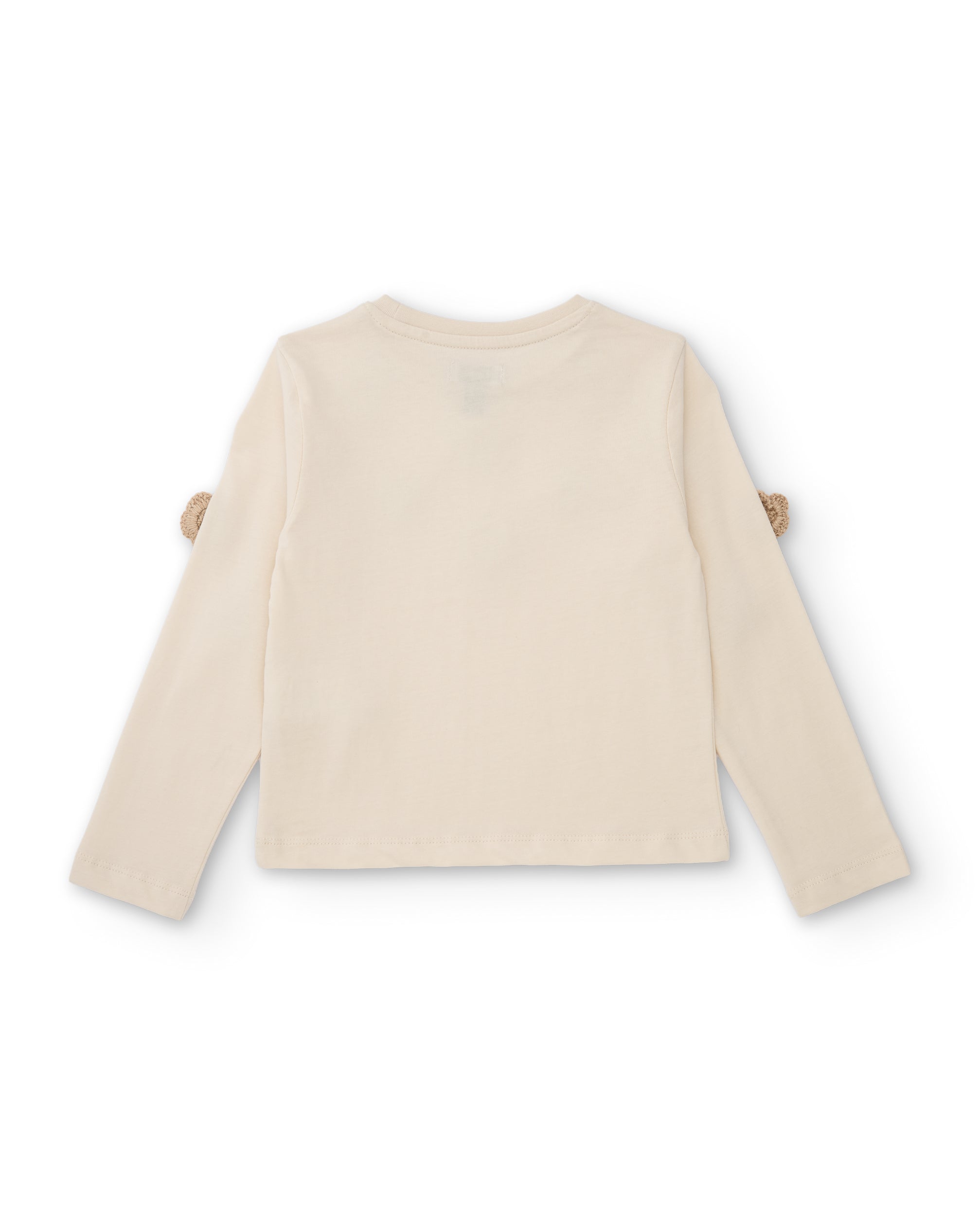 Camiseta de niña de punto con apliques florales y manga larga