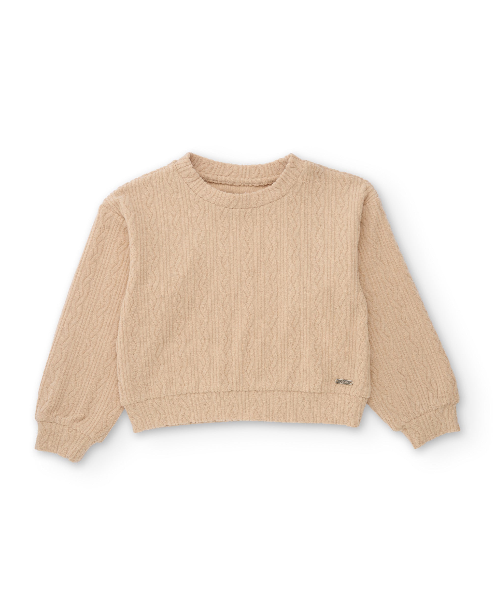 Jersey de niña de tricot con corte holgado y tono beige