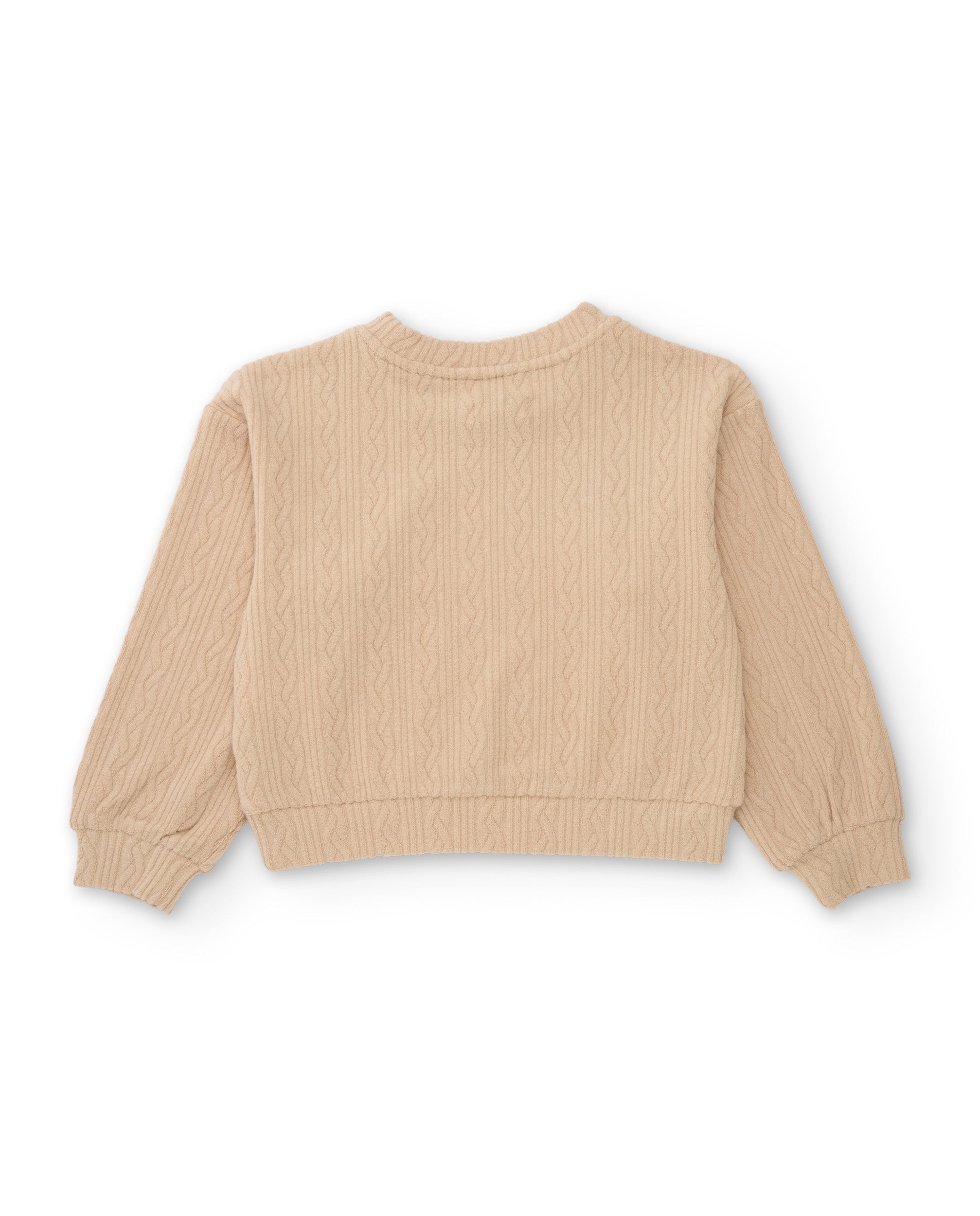 Jersey de niña de tricot con corte holgado y tono beige