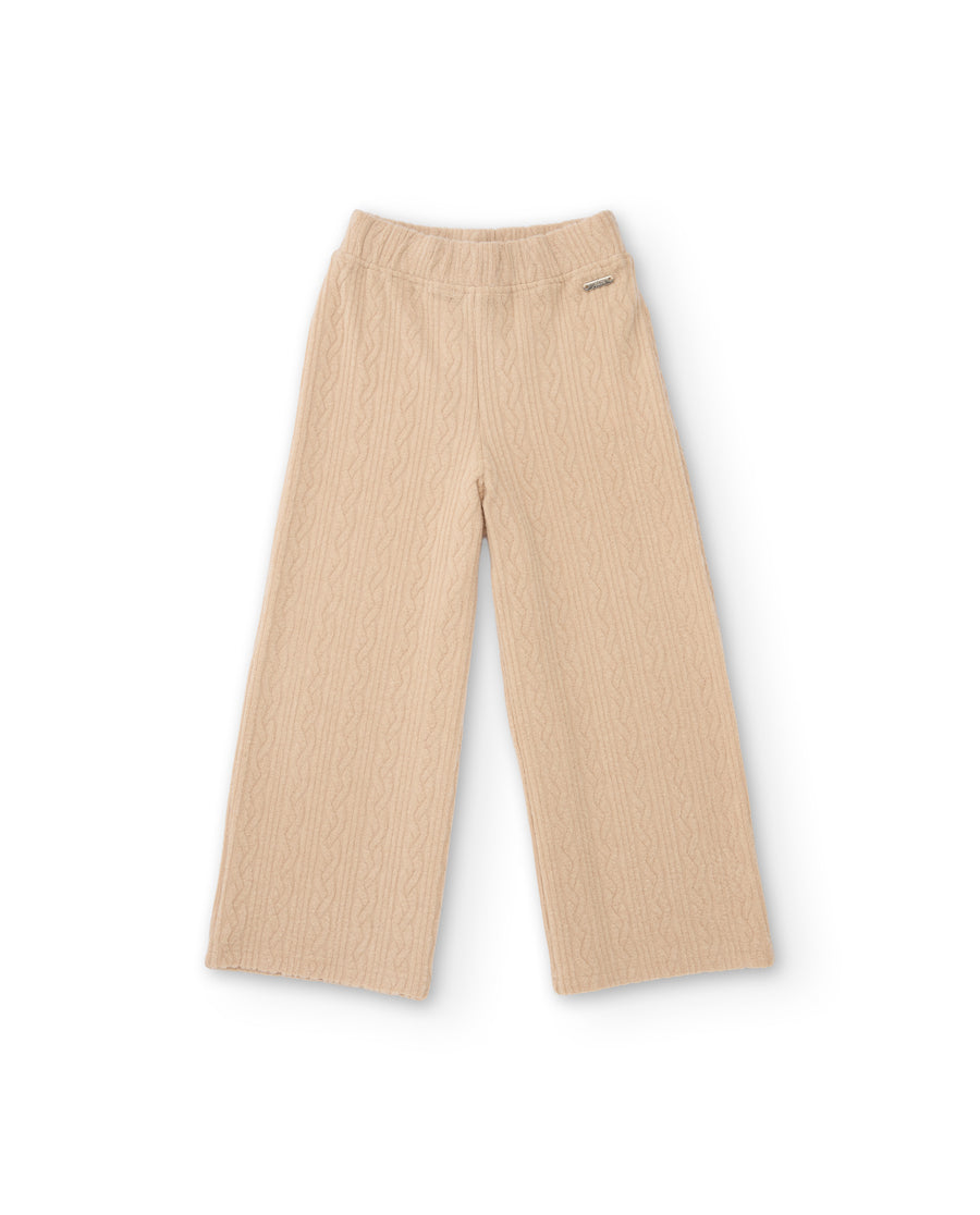 Girls’ knit trousers with wide legs and a textured finish