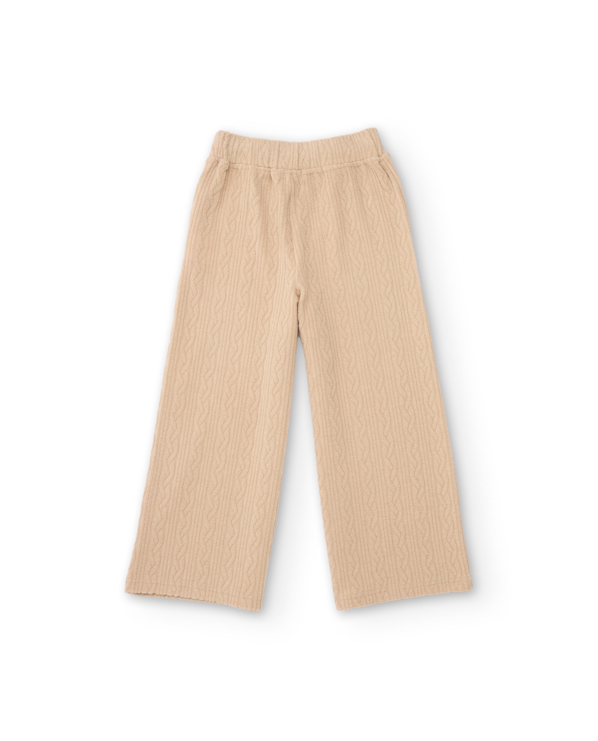 Pantalón de niña de tricot con pierna ancha y acabado texturizado