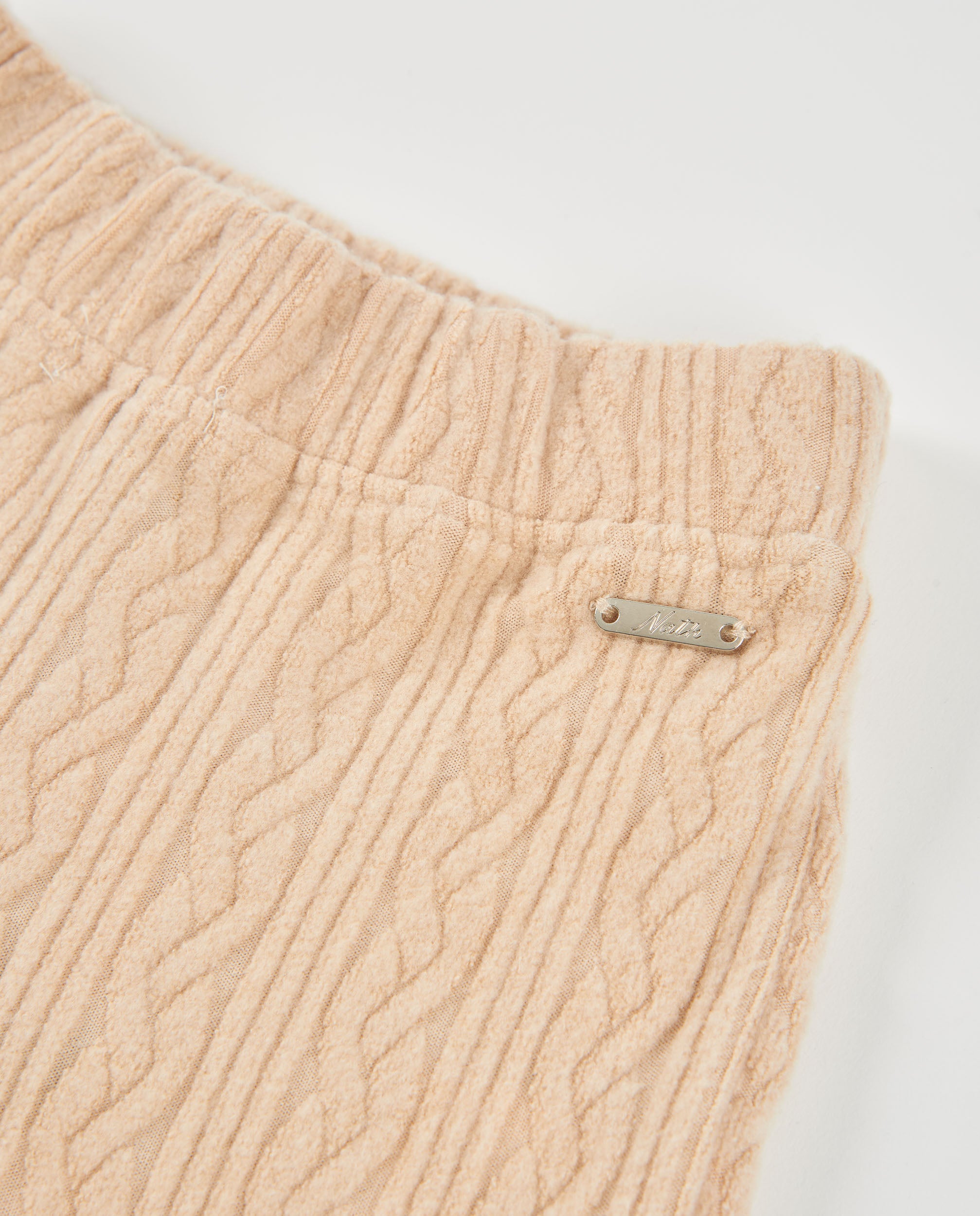 Pantalón de niña de tricot con pierna ancha y acabado texturizado