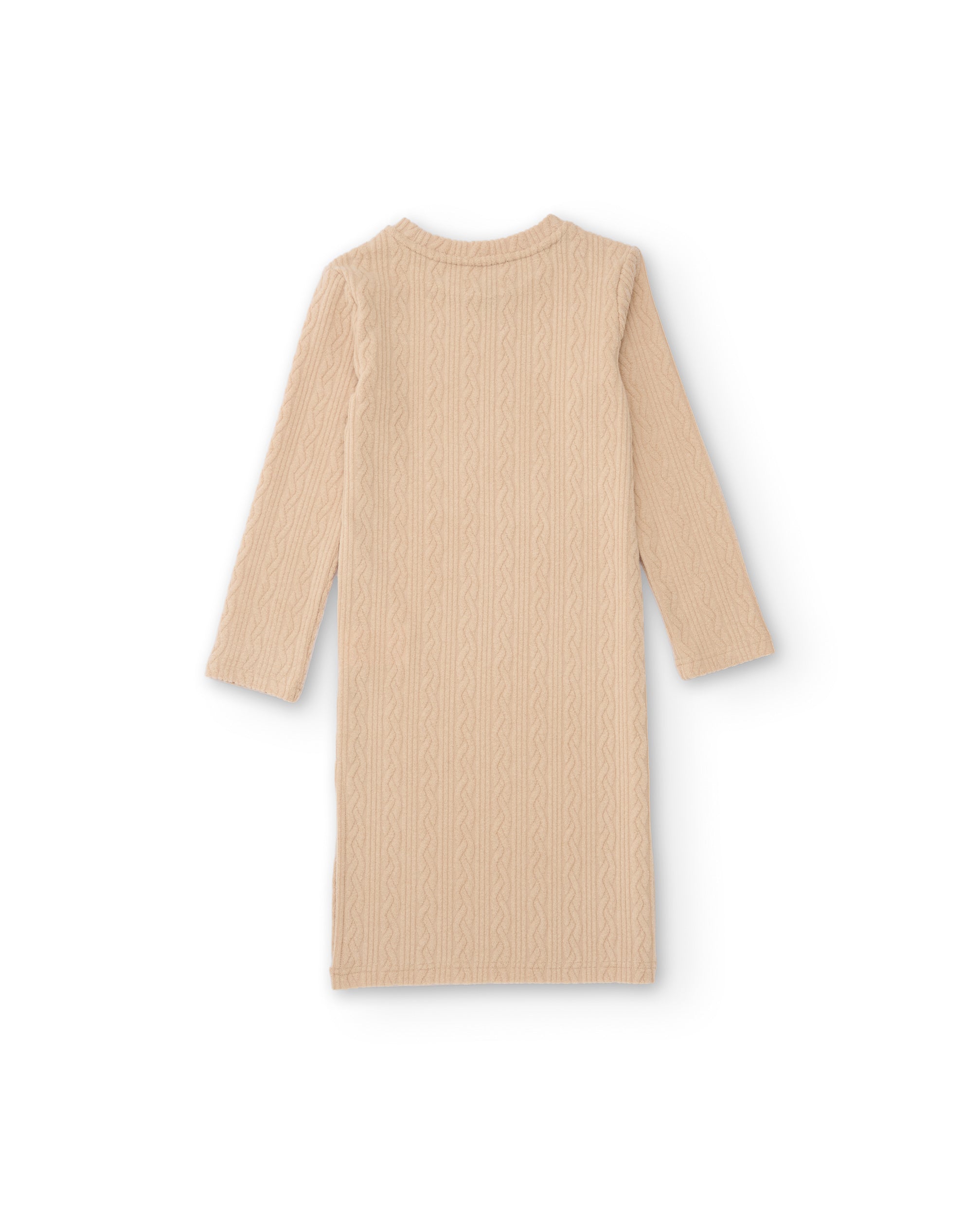 Vestido midi de niña de tricot de canalé con manga larga