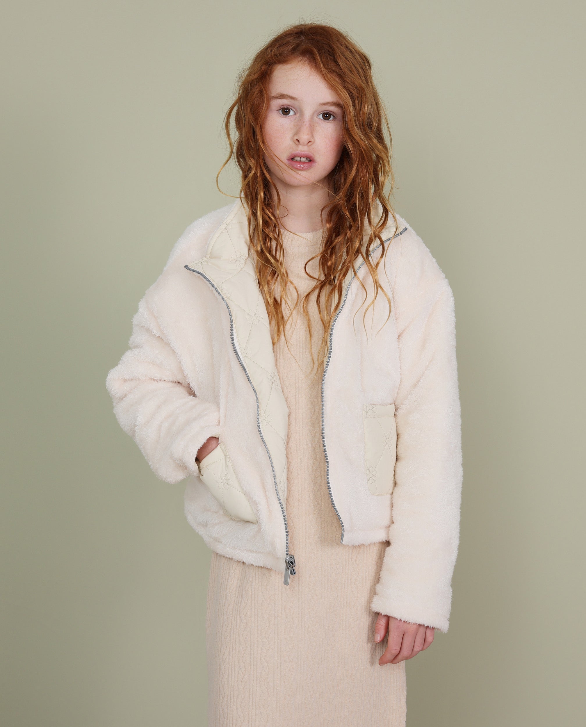 Chaqueta reversible de niña con pelo sintético