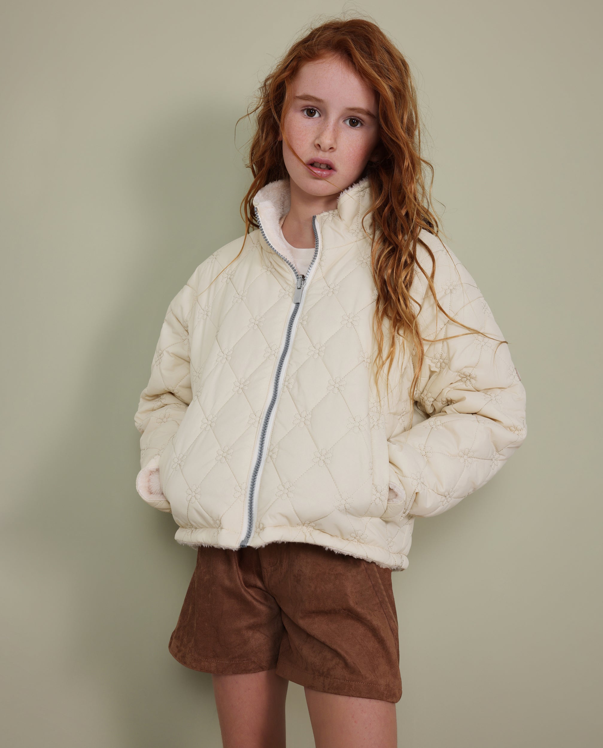 Chaqueta reversible de niña con pelo sintético