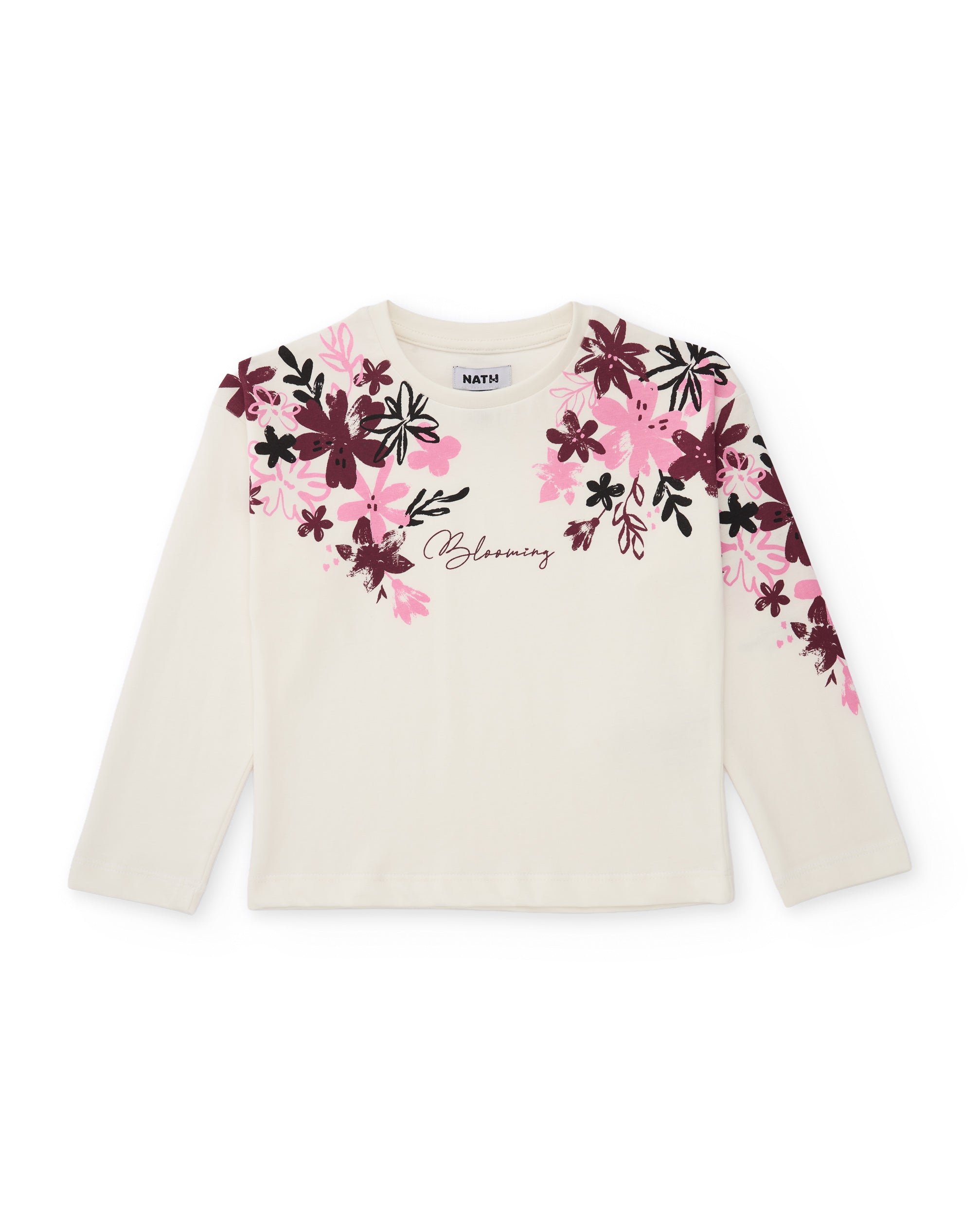 Conjunto de niña de punto con camiseta de diseño floral y leggings básicos
