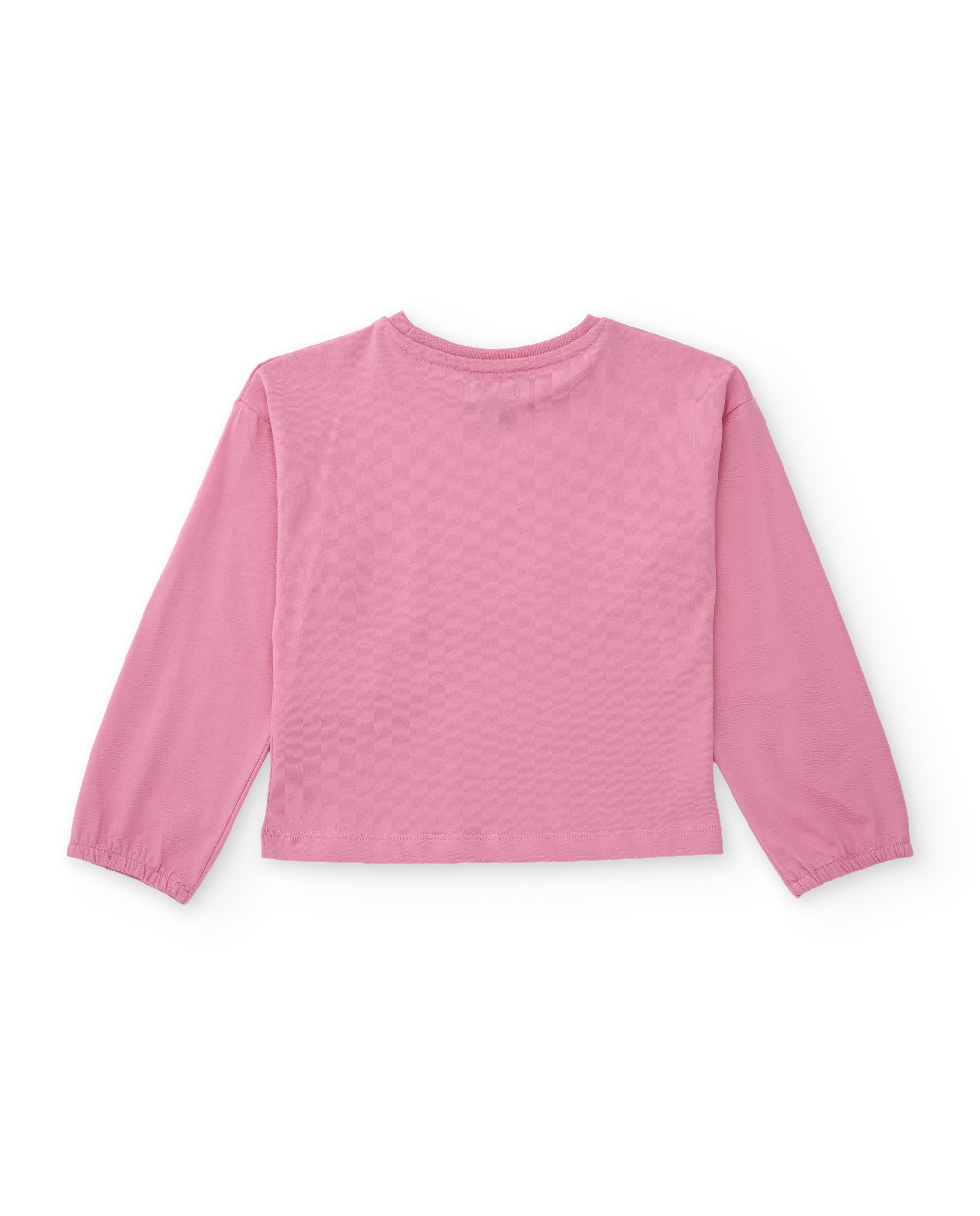Camiseta de niña de punto con bordado floral y manga larga