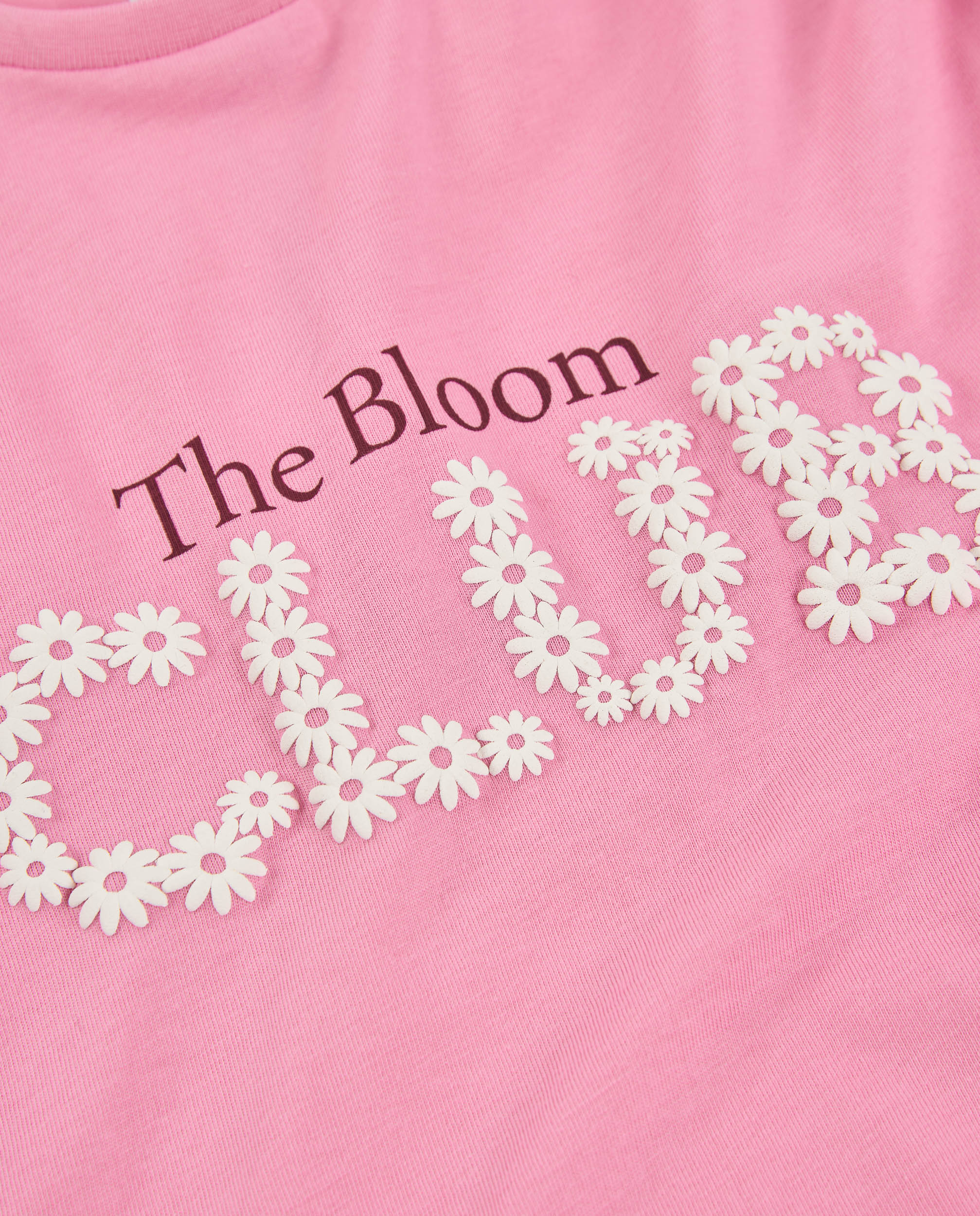 Camiseta de niña de punto con bordado floral y manga larga