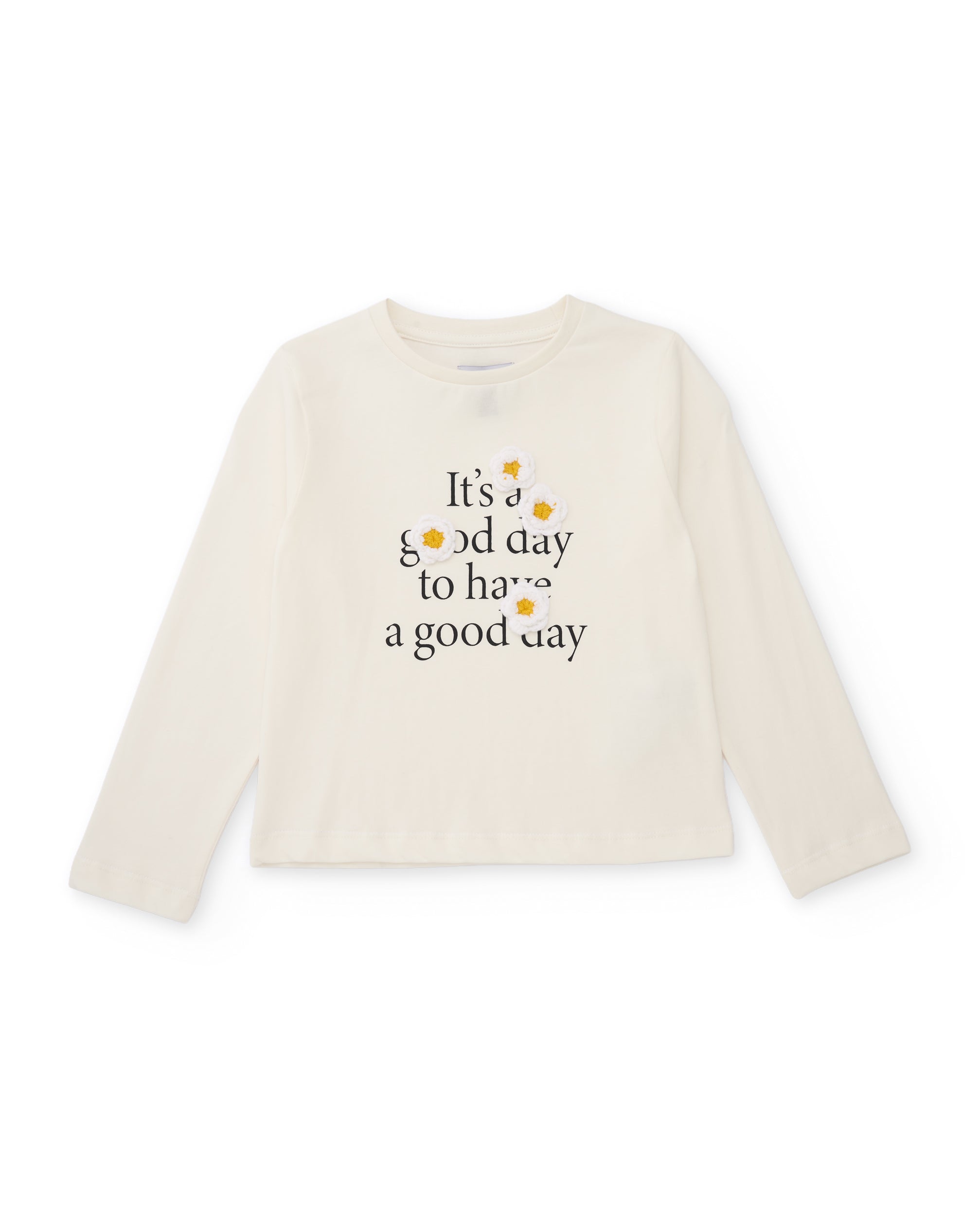 Camiseta de niña de punto con estampado floral y mensaje inspirador