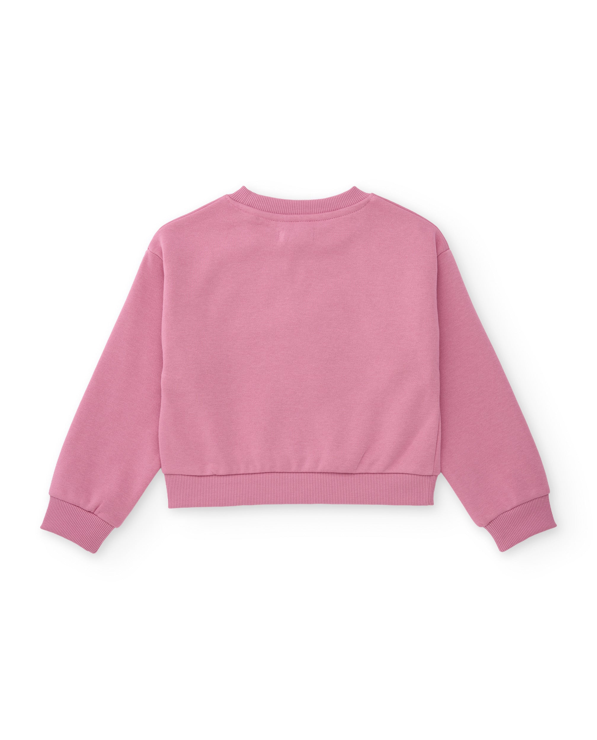 Sudadera de niña de felpa con logo bordado y puños acanalados