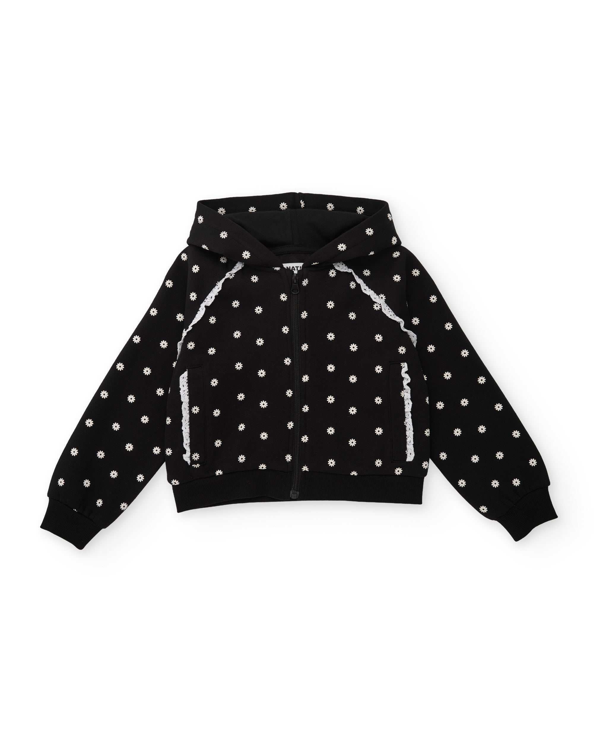 Conjunto de niña de felpa con sudadera de capucha y estampado floral