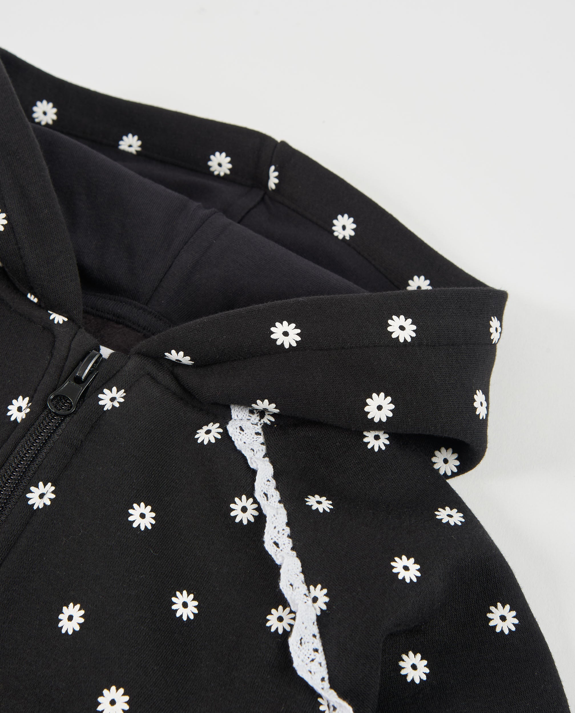 Conjunto de niña de felpa con sudadera de capucha y estampado floral