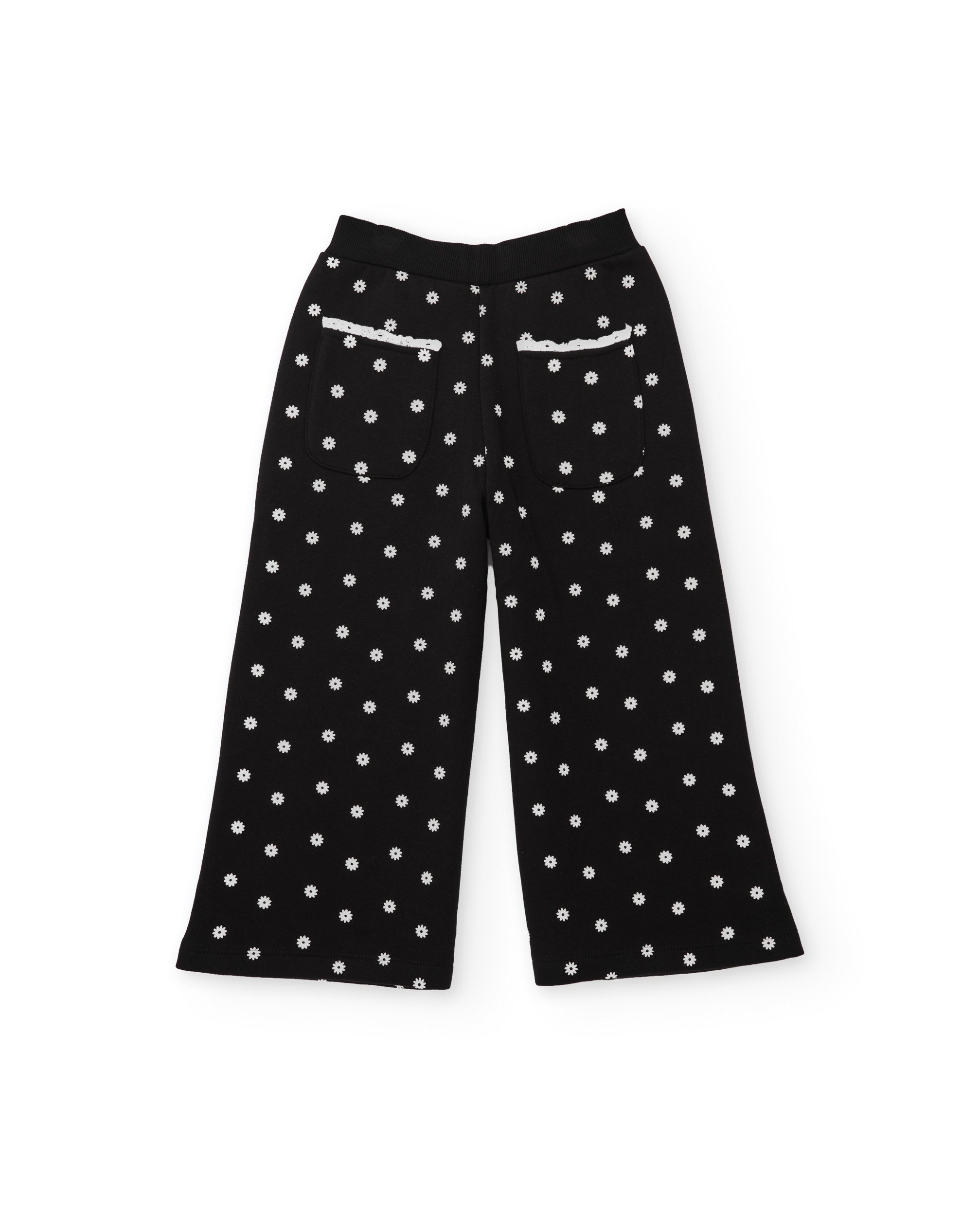 Pantalón de niña de felpa con pierna ancha y diseño integral de flores