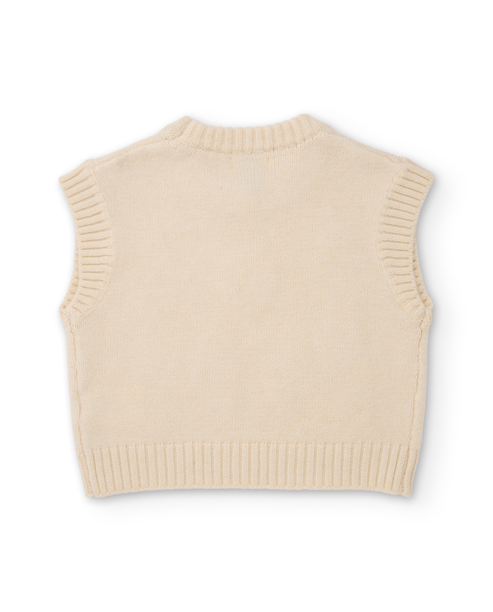 Chaleco de niña de tricot con bordado floral en relieve