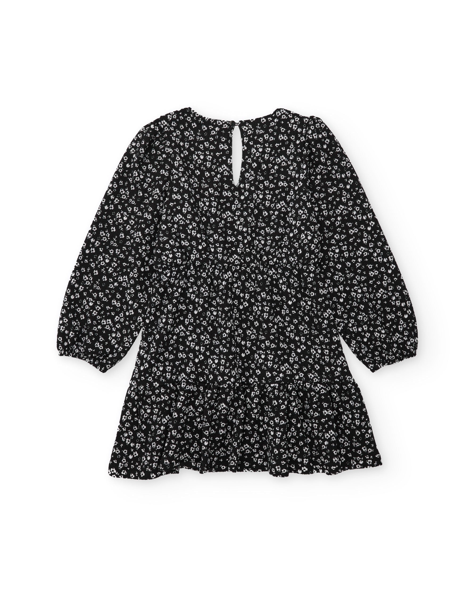 Vestido de niña de tela plana con diseño floral y mangas con volantes