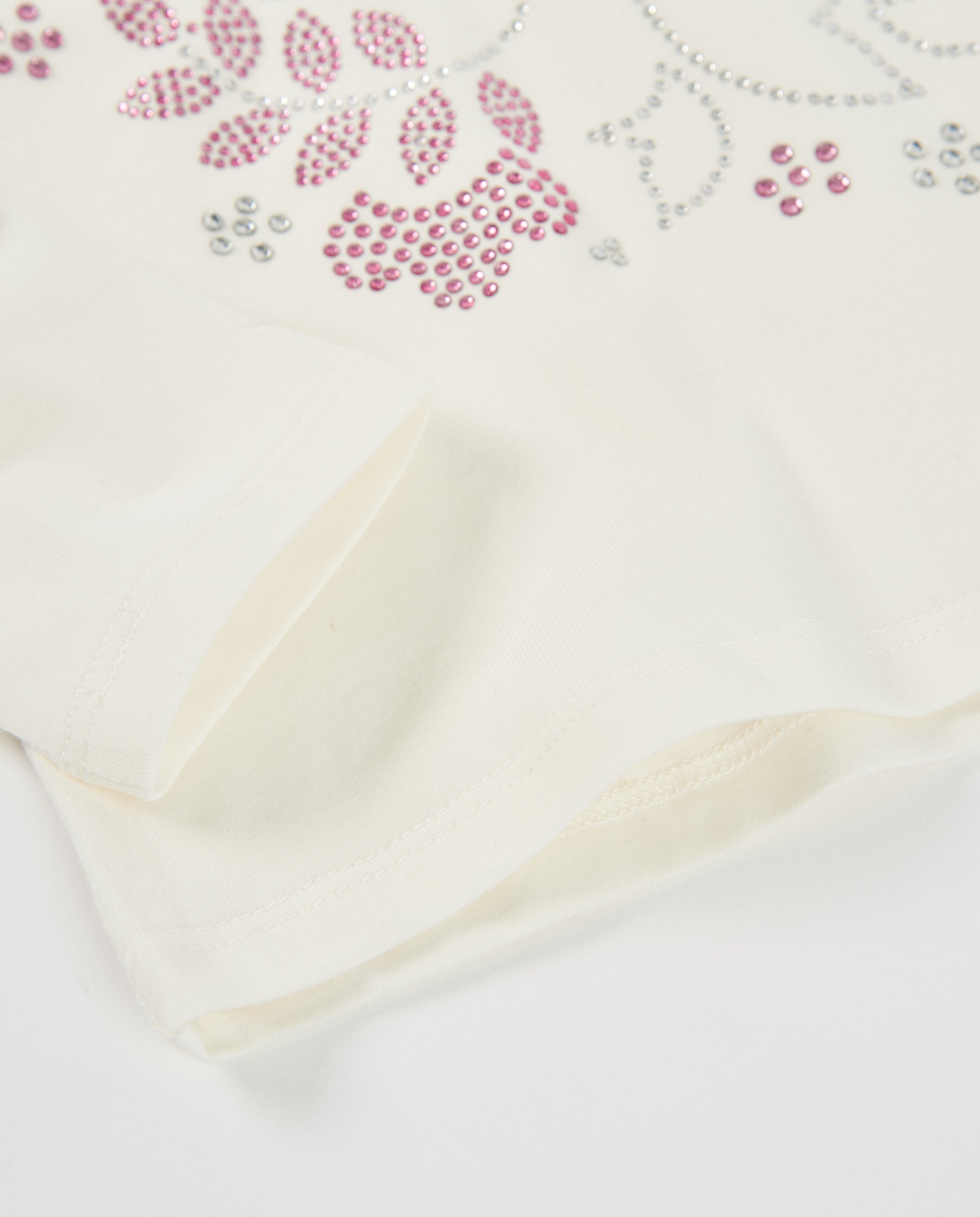 Camiseta de niña de punto con diseño floral y cuello redondo