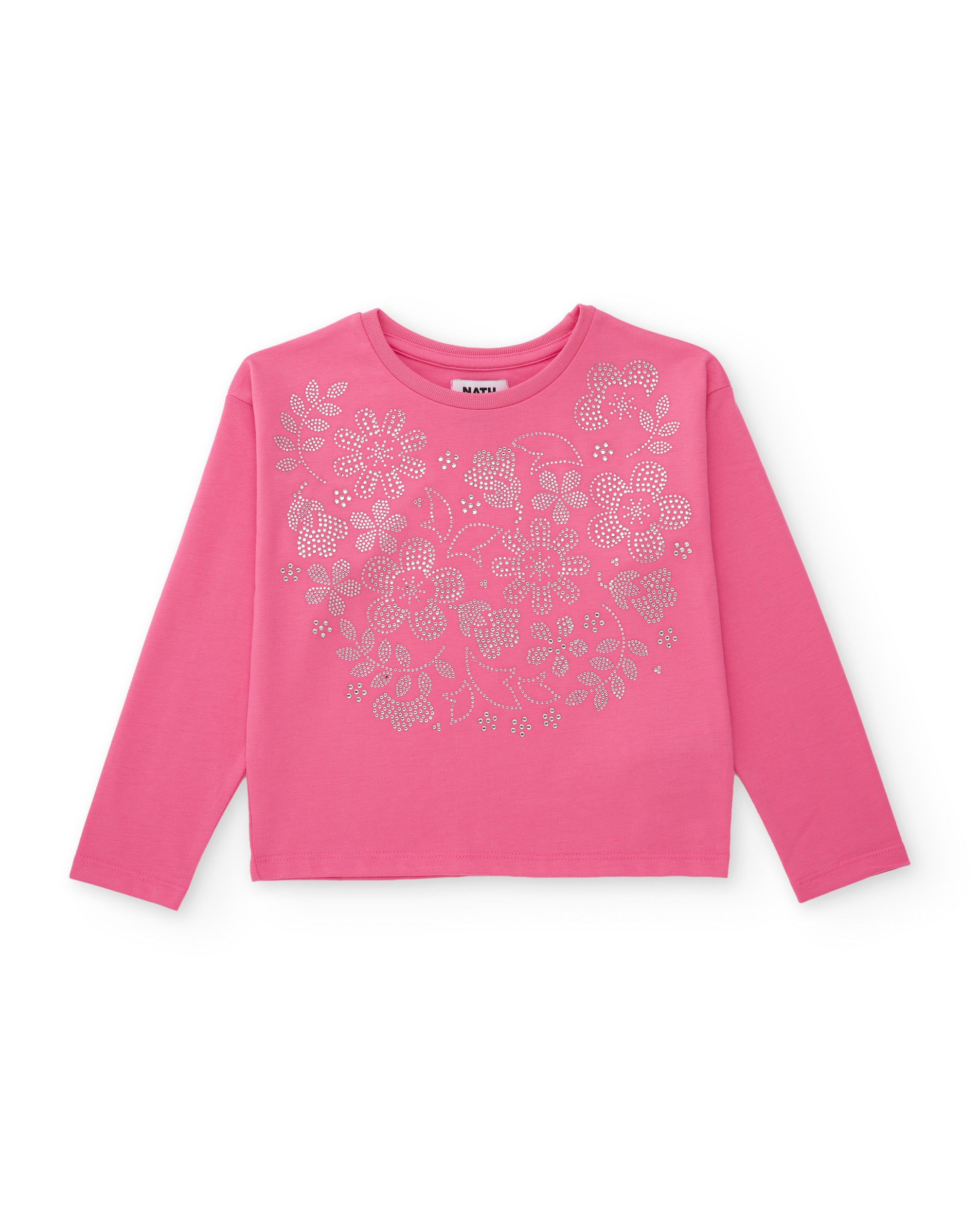 Camiseta de niña de punto con estampado floral brillante