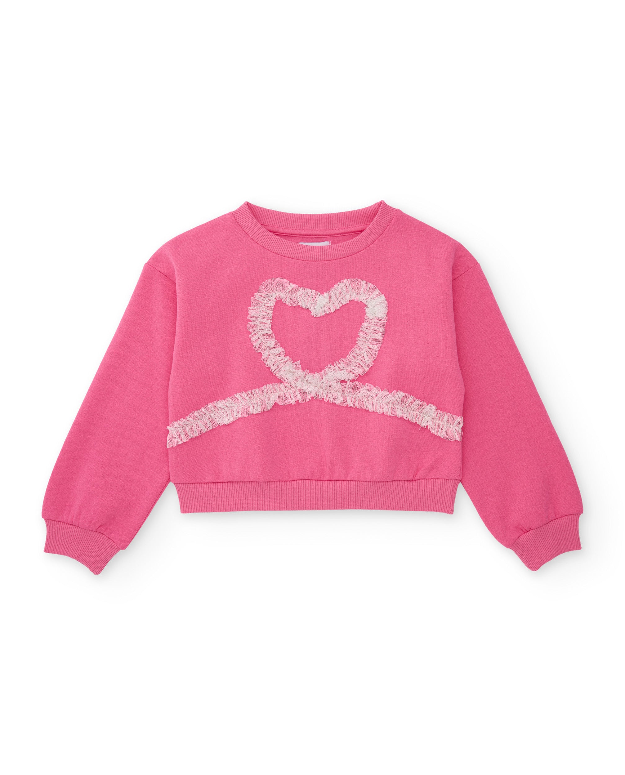Sudadera de niña de felpa con corazón de encaje en relieve