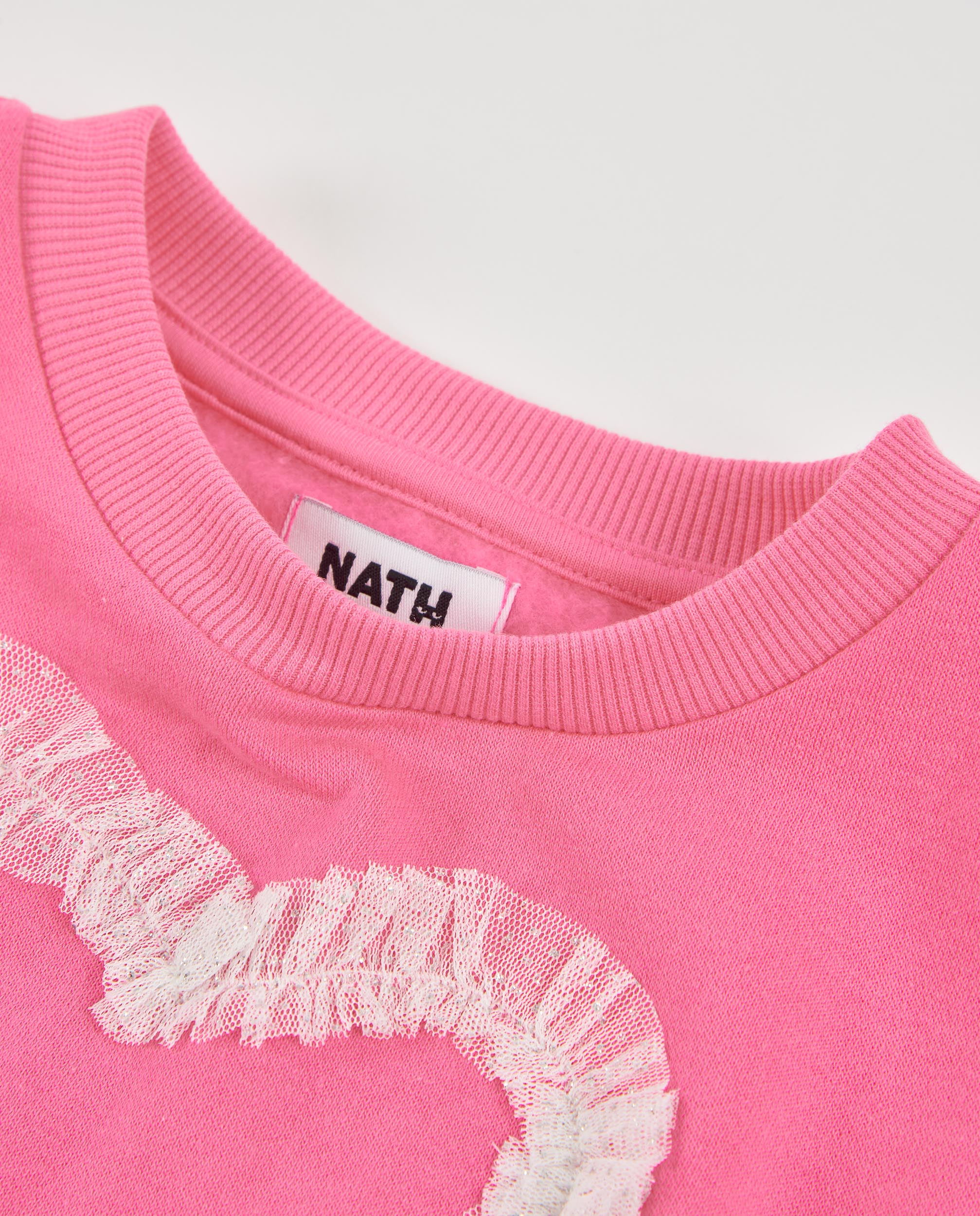 Sudadera de niña de felpa con corazón de encaje en relieve
