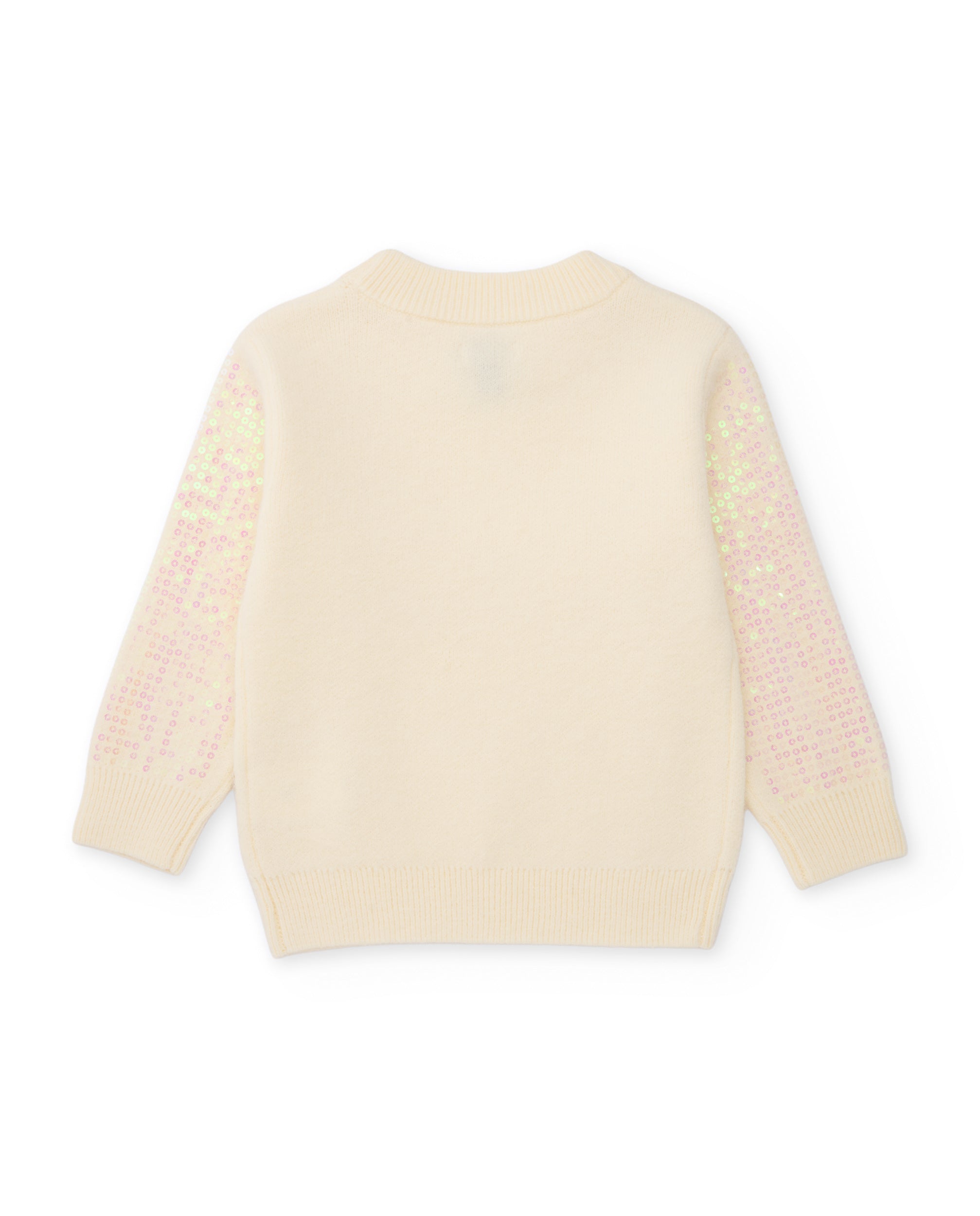 Jersey de niña de tricot con lentejuelas y cuello redondo