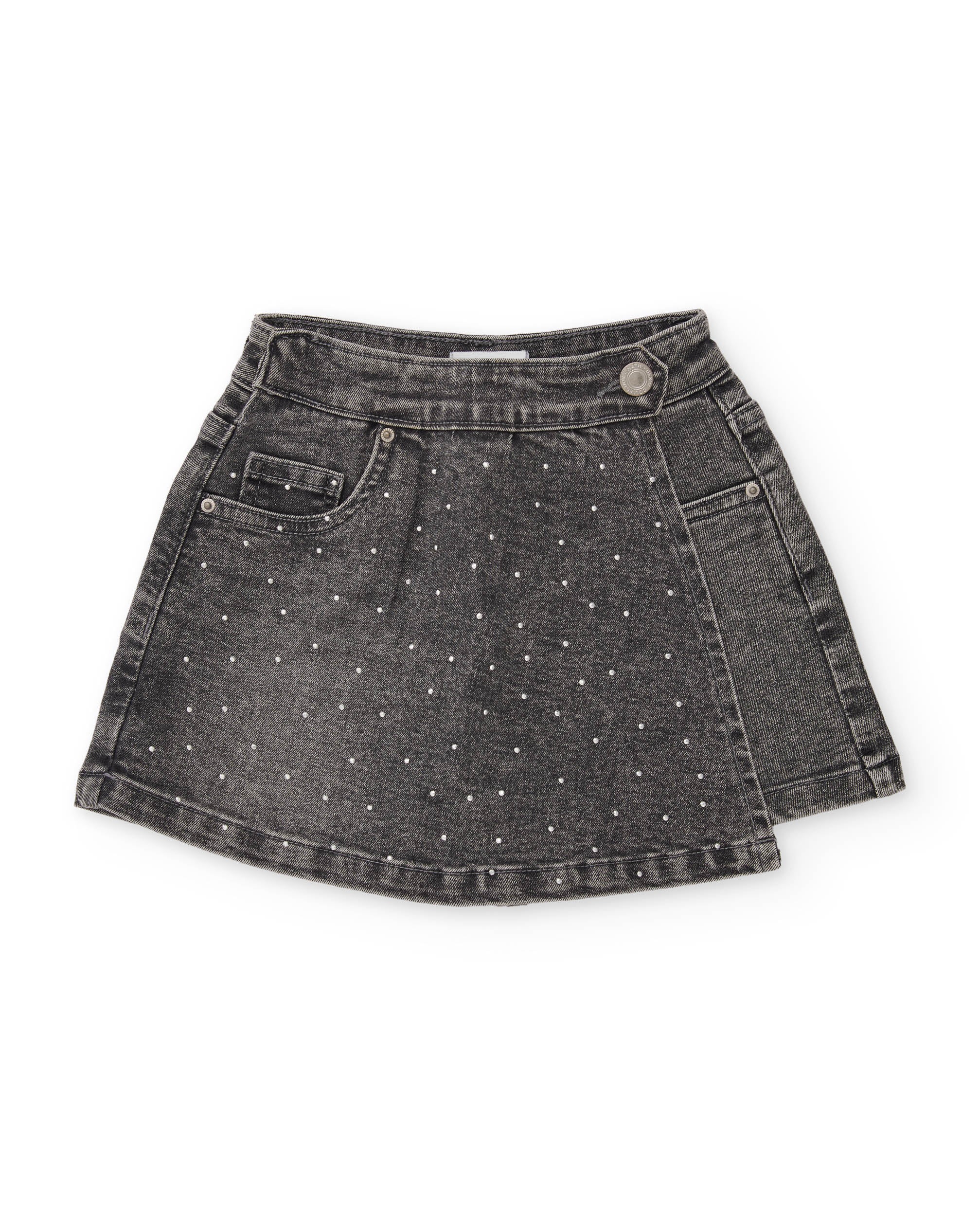 Falda pantalón de niña en denim efecto lavado