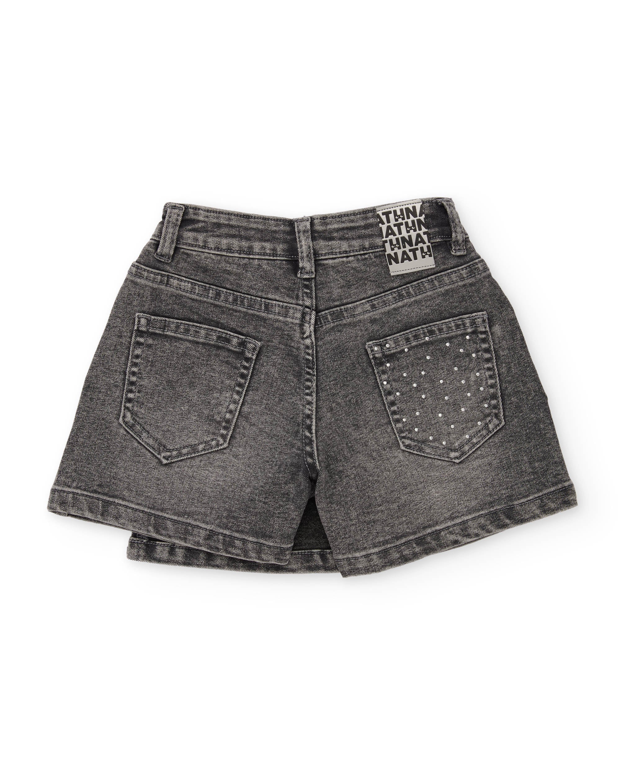 Falda pantalón de niña en denim efecto lavado