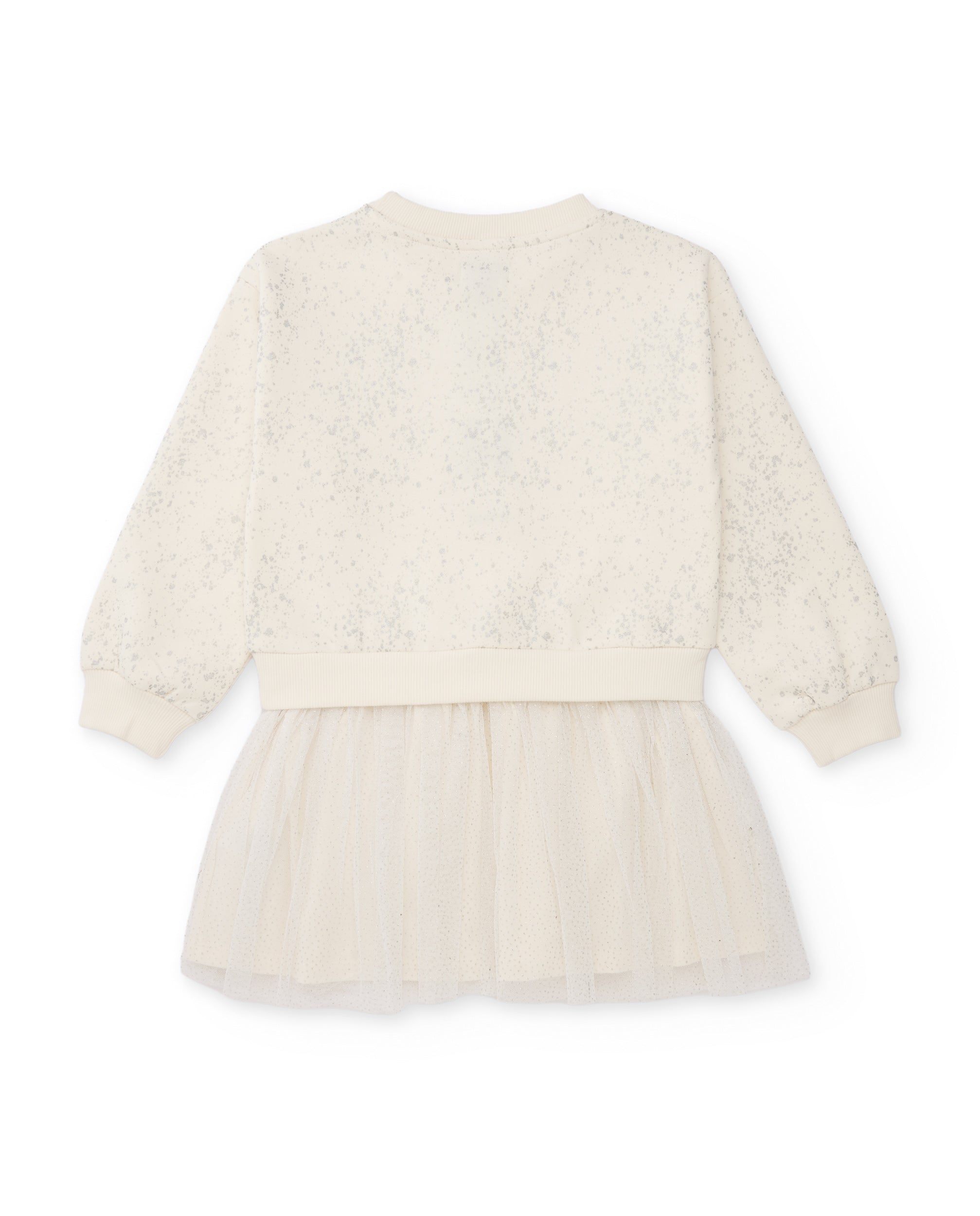 Vestido de niña con cuerpo de felpa bordado y falda de tul