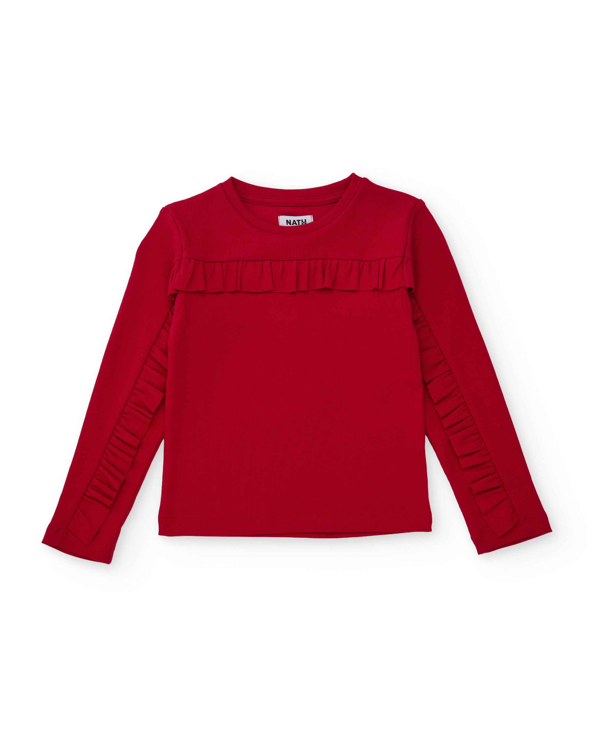 Camiseta de niña de punto con volantes en la parte frontal