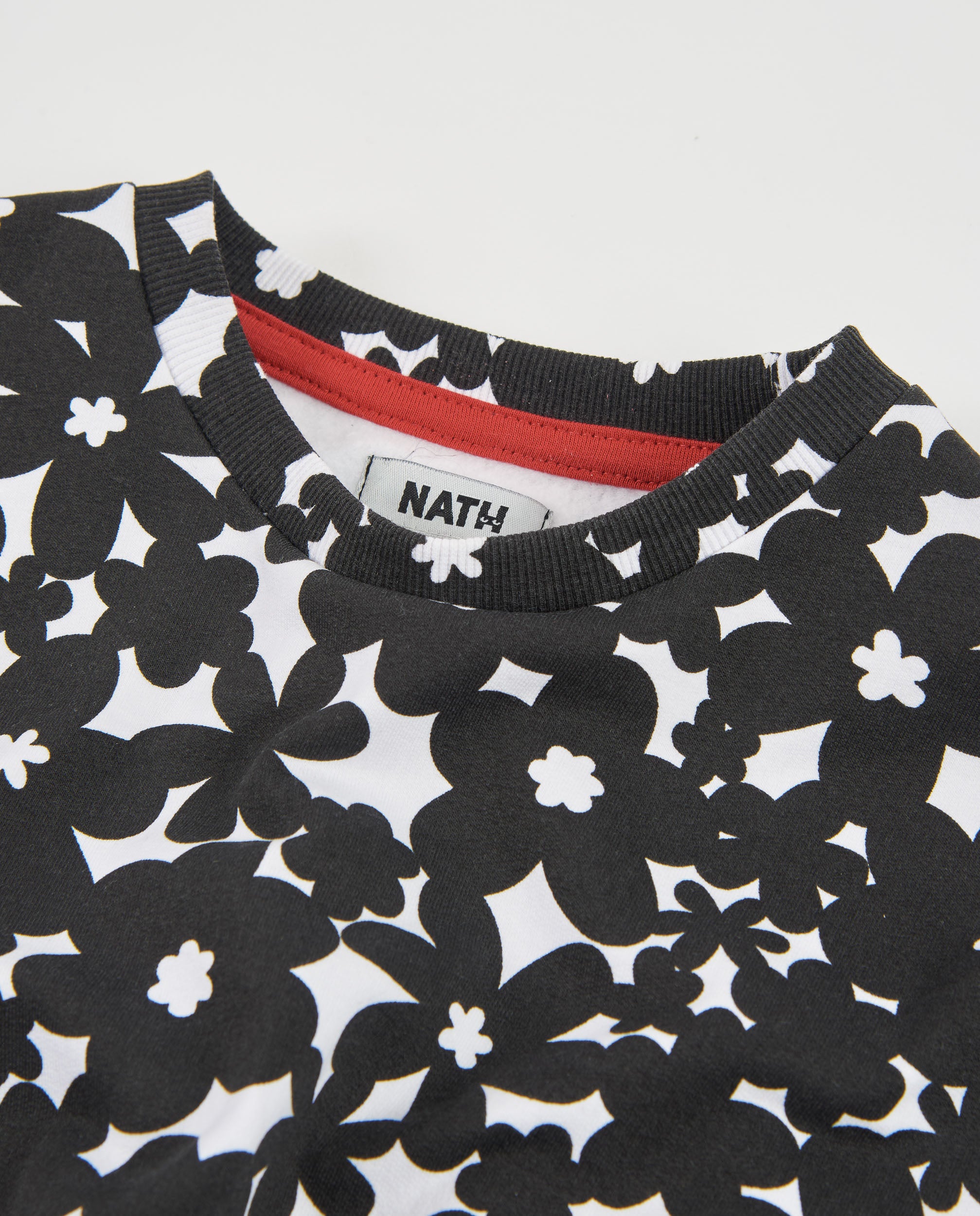 Sudadera de niña de felpa con estampado floral y puños fruncidos