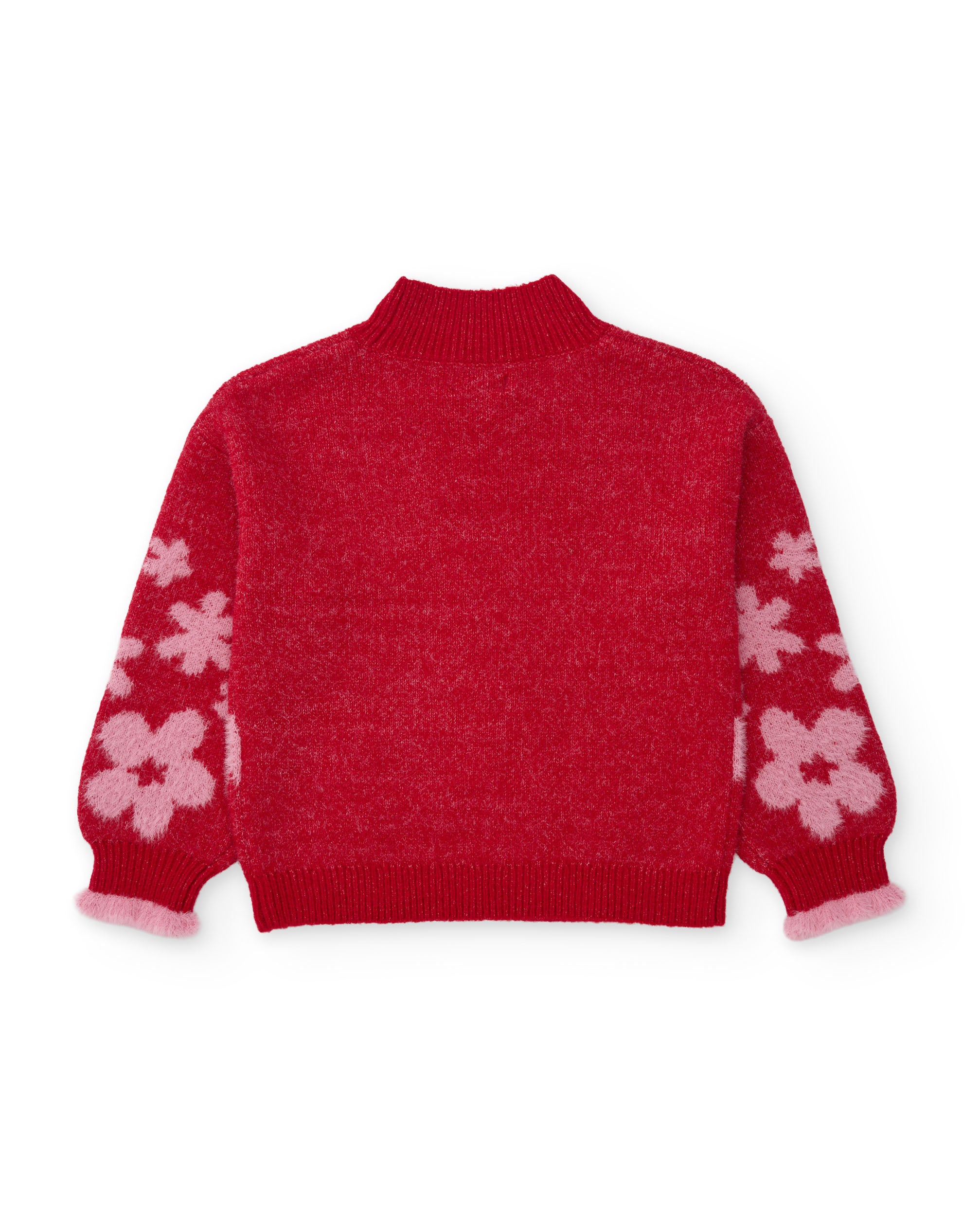 Jersey de niña de tricot con diseño floral y acabado de canalé