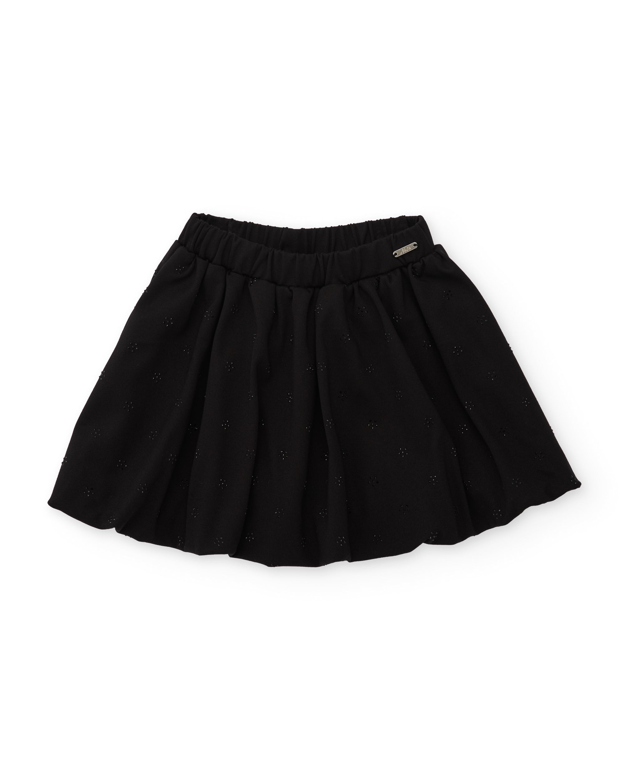 Falda de niña de punto elástico con detalle floral y cintura elástica