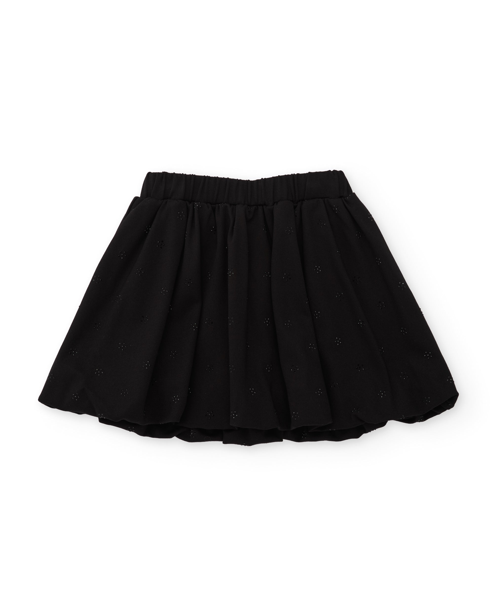 Falda de niña de punto elástico con detalle floral y cintura elástica