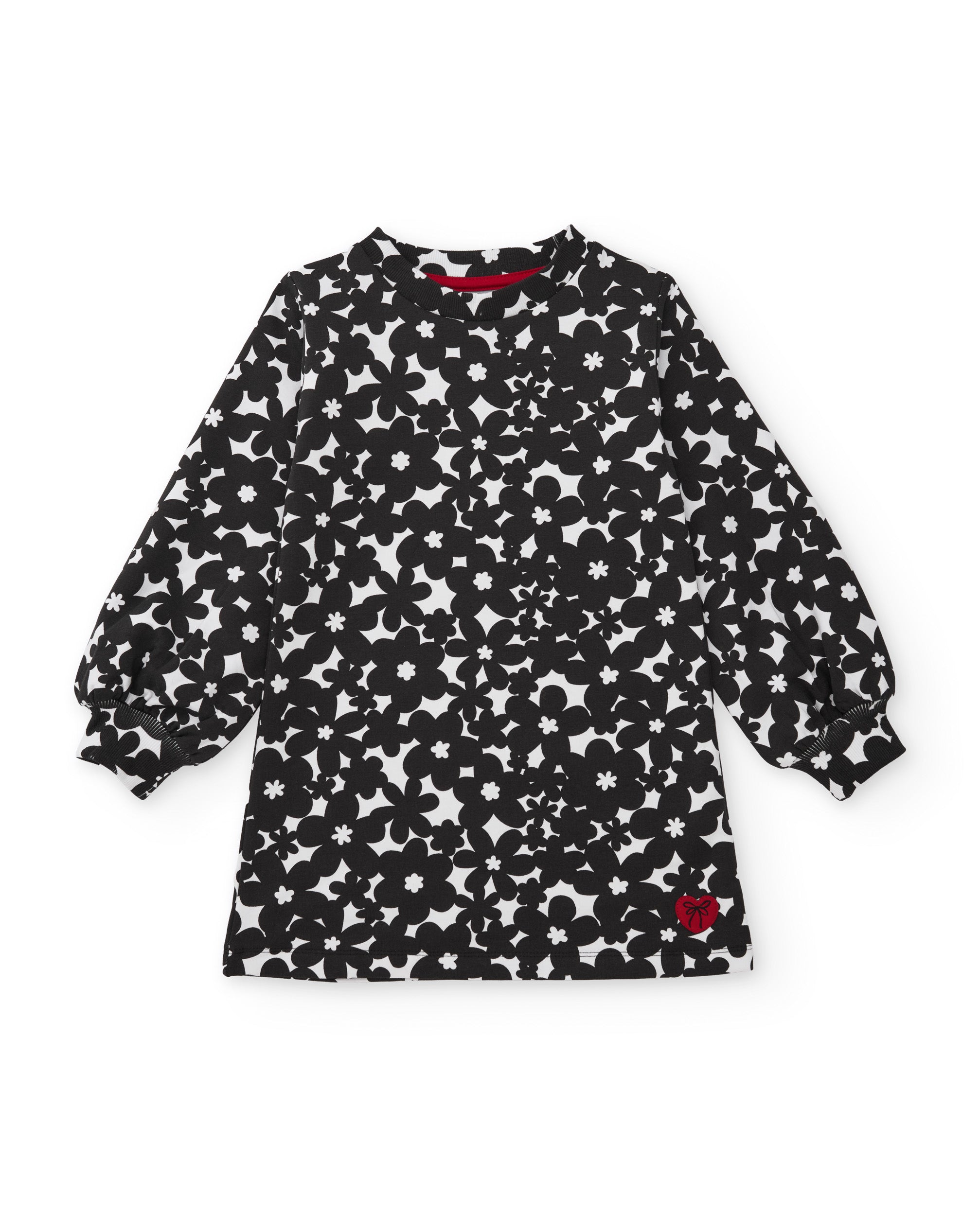 Vestido de niña de felpa con estampado floral y mangas abullonadas