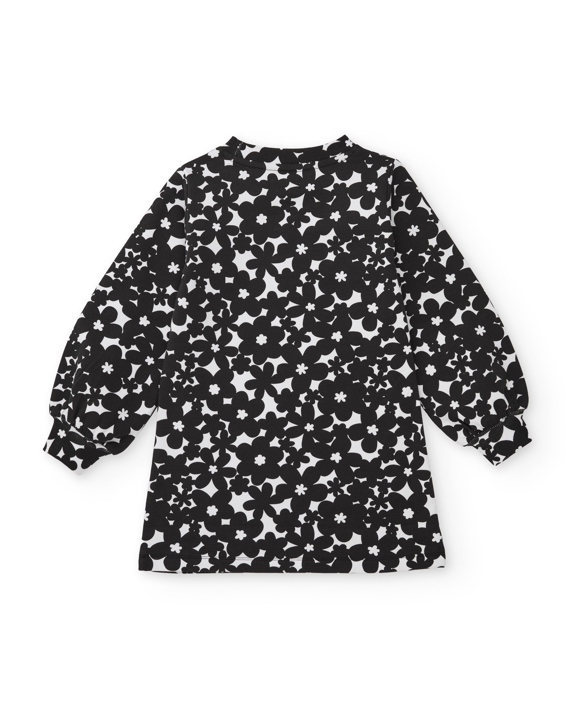 Vestido de niña de felpa con estampado floral y mangas abullonadas