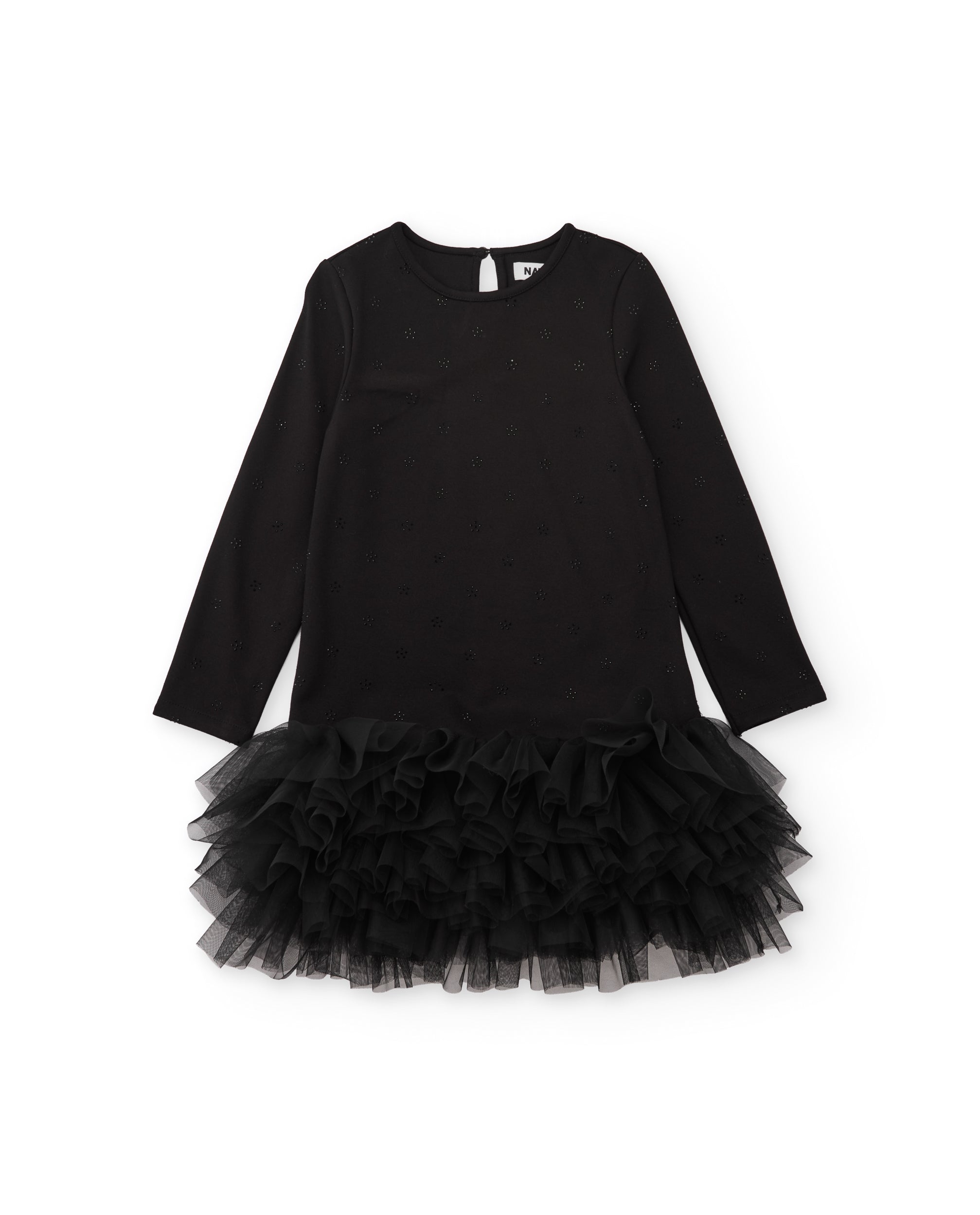 Vestido de niña de punto con volantes en el bajo y manga larga