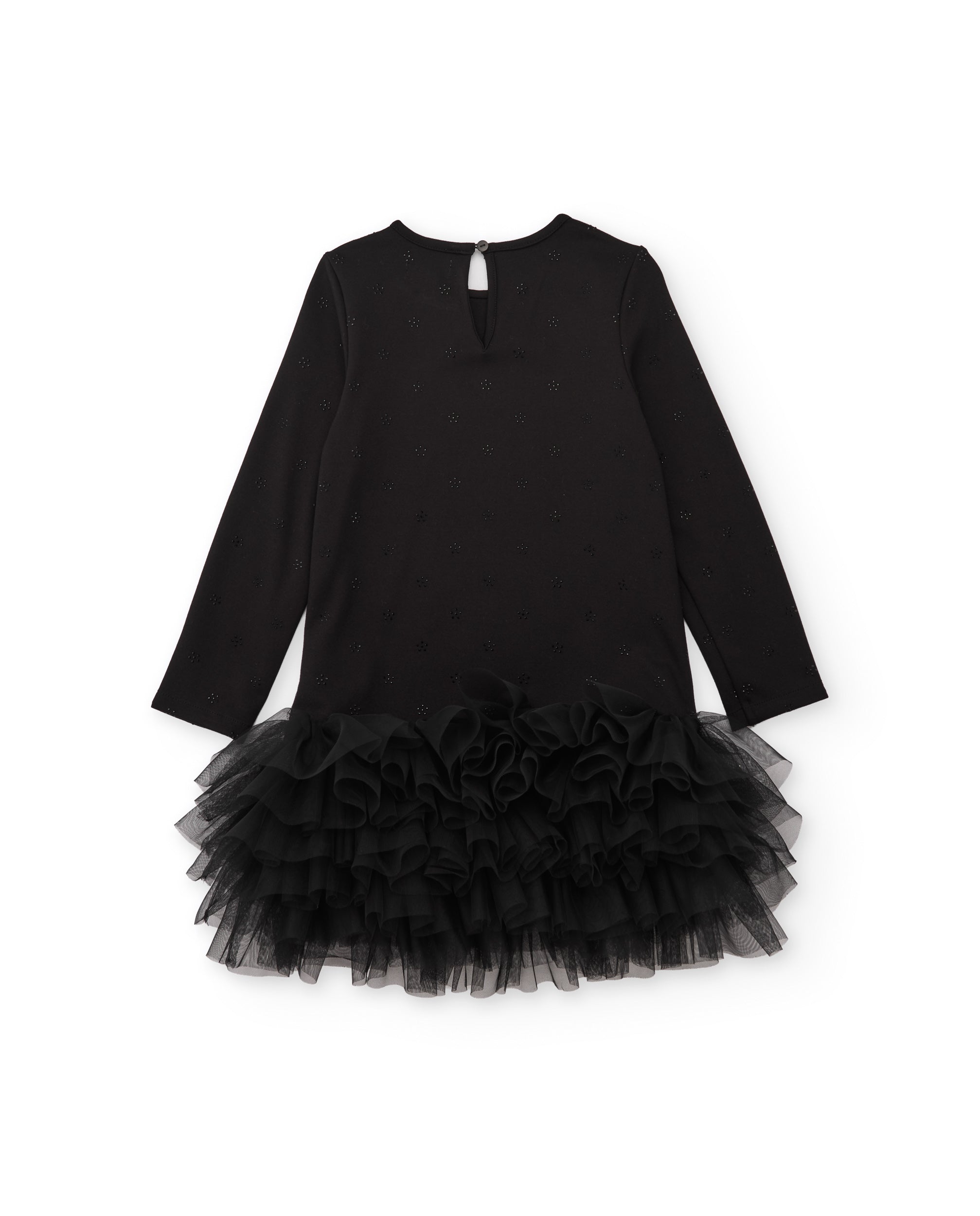 Vestido de niña de punto con volantes en el bajo y manga larga