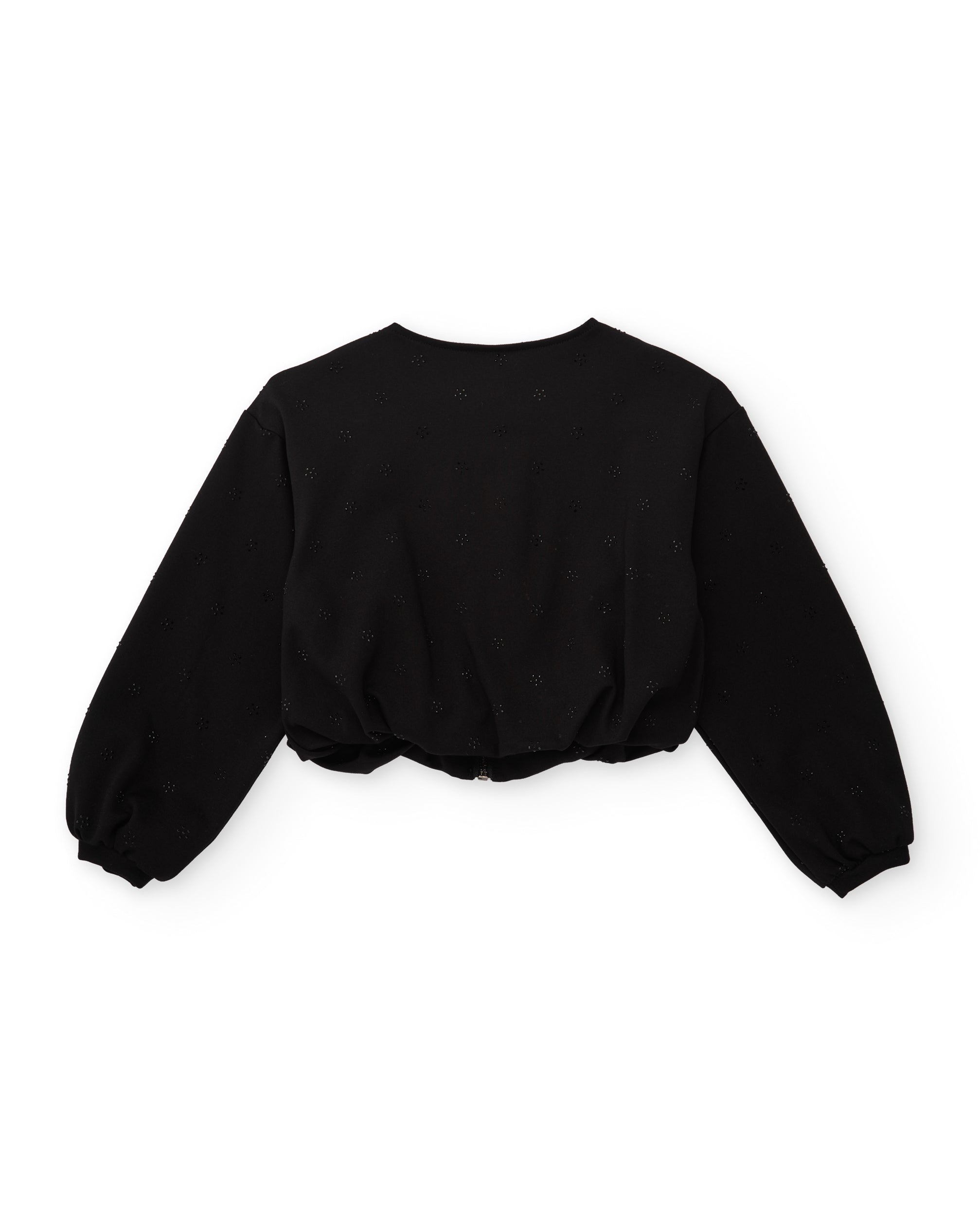 Cazadora bomber de niña de punto con detalle floral