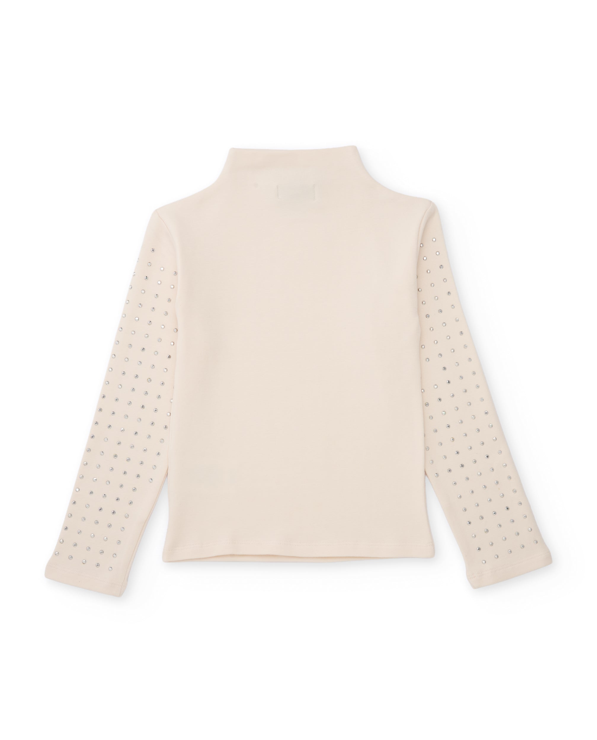 Camiseta de niña de punto con aplicaciones brillantes y cuello alto