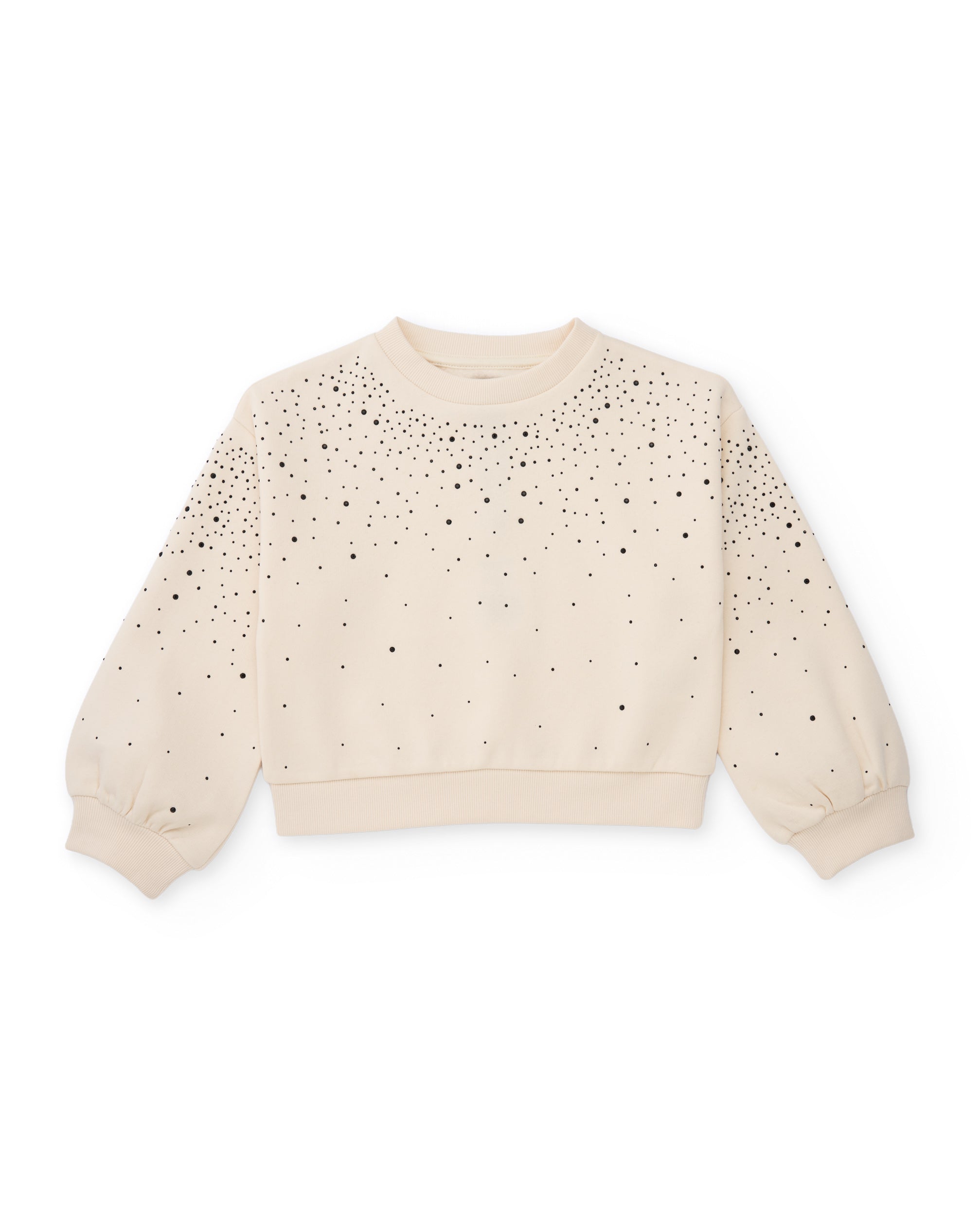 Sudadera de niña de felpa con pedrería y puños elásticos