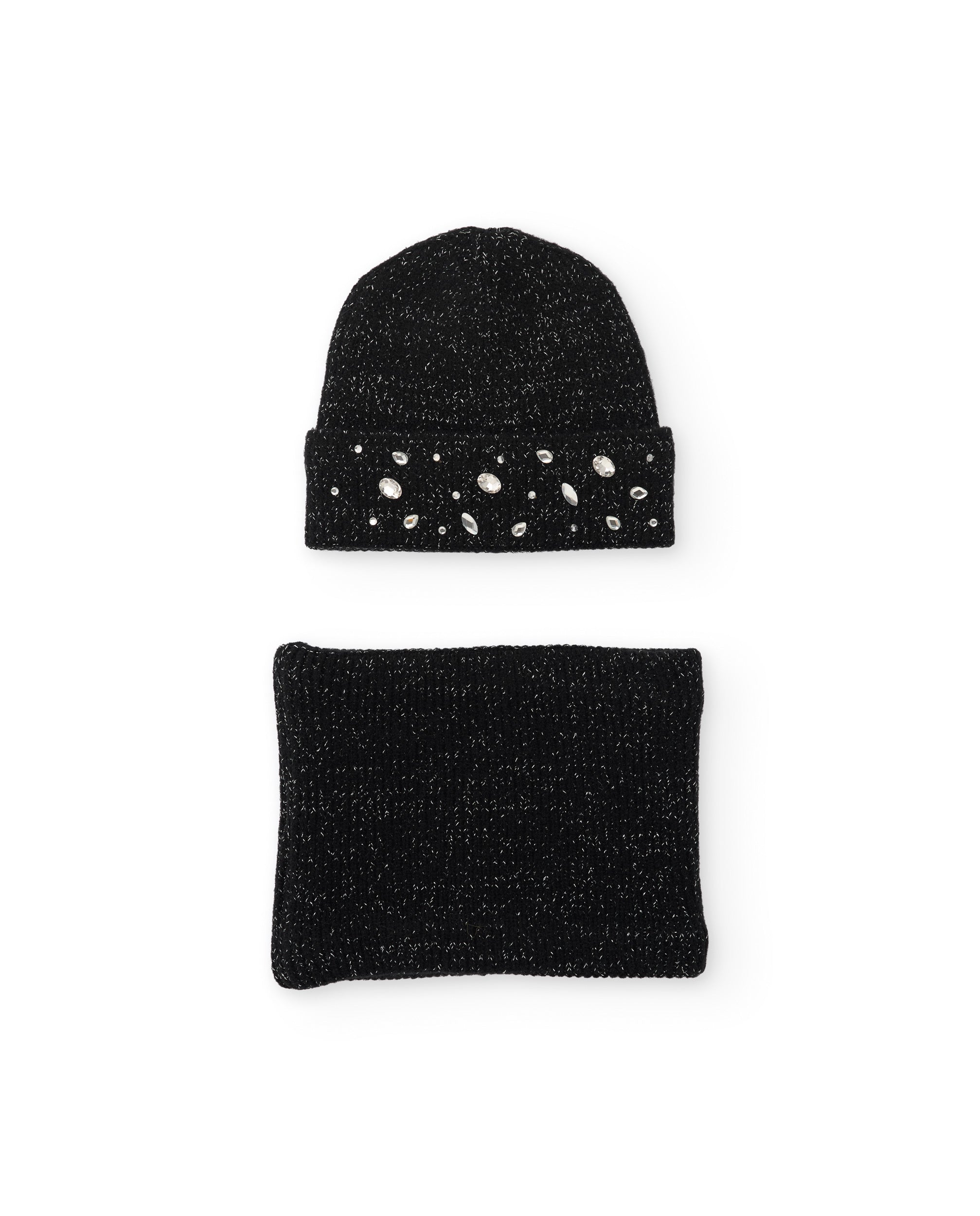 Set de niña de tricot de  gorro de fantasía y braga de cuello