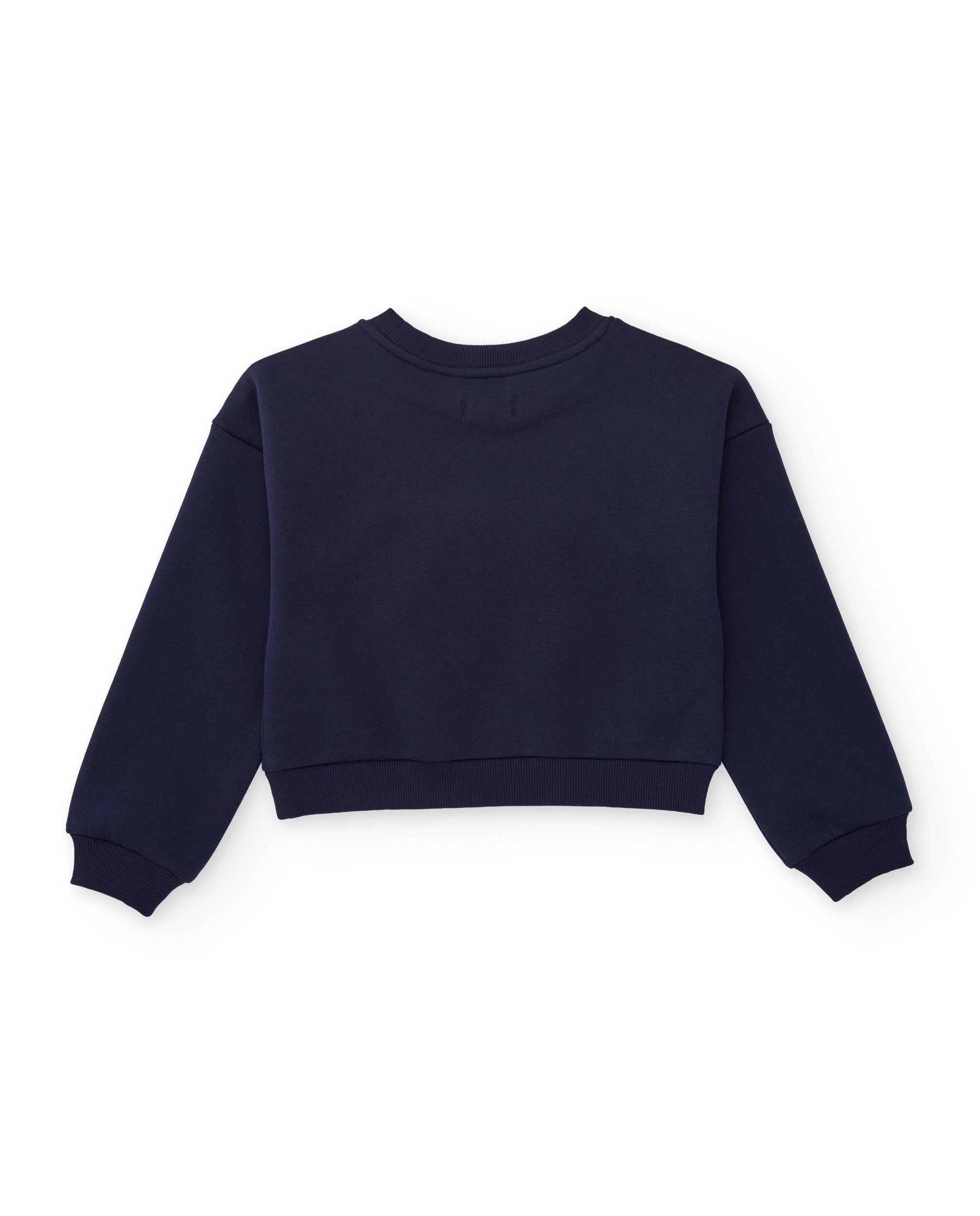 Sudadera de niña de felpa con lazo decorativo y puños acanalados
