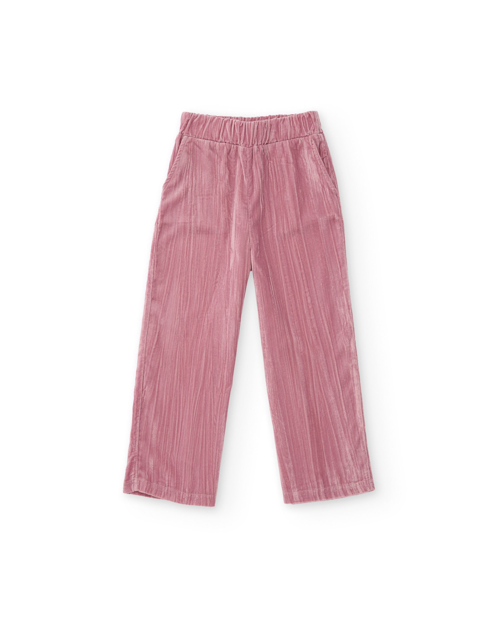 Pantalón de niña de tela plana con cintura elástica y perneras rectas