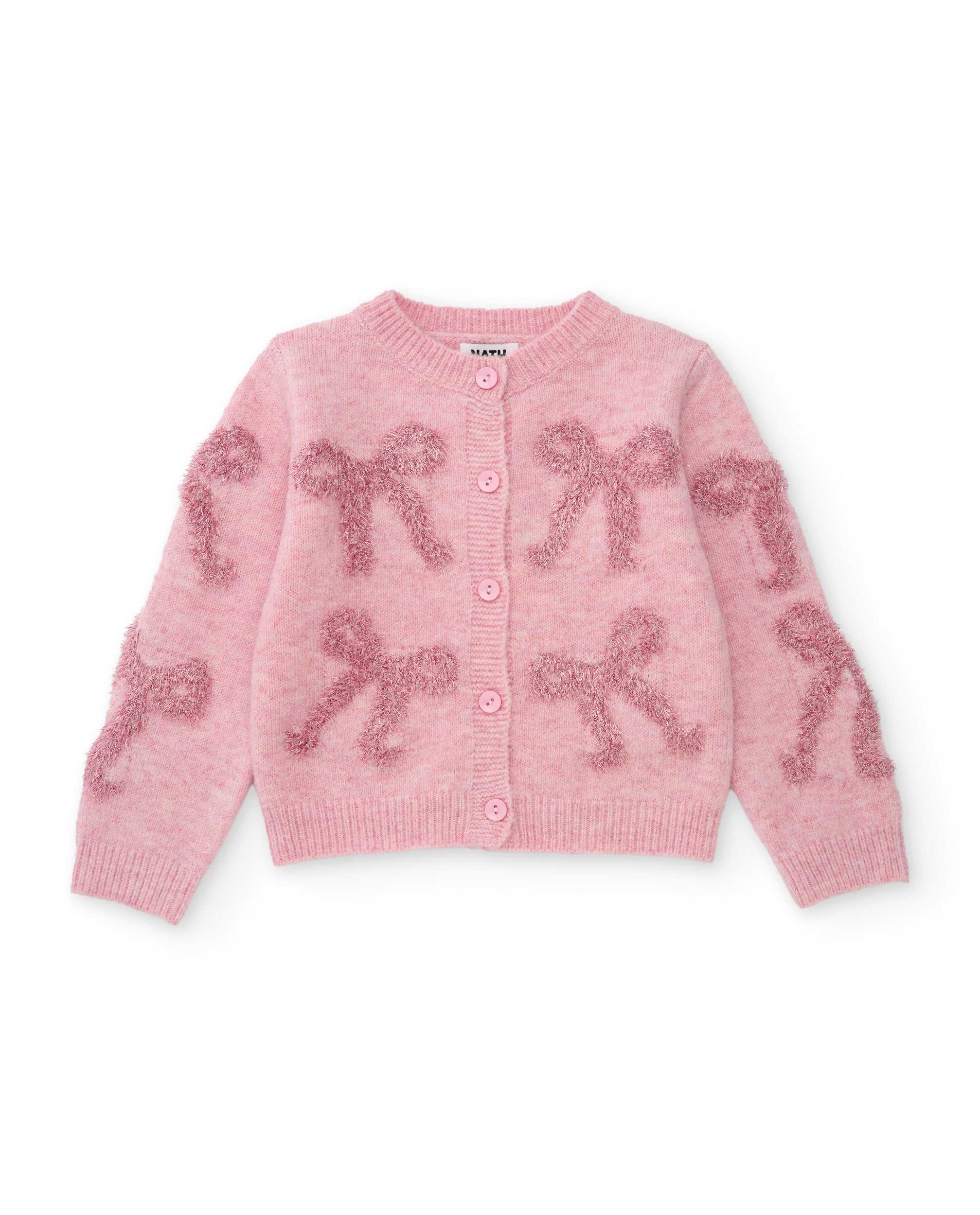 Chaqueta de niña de tricot con lazos y botones