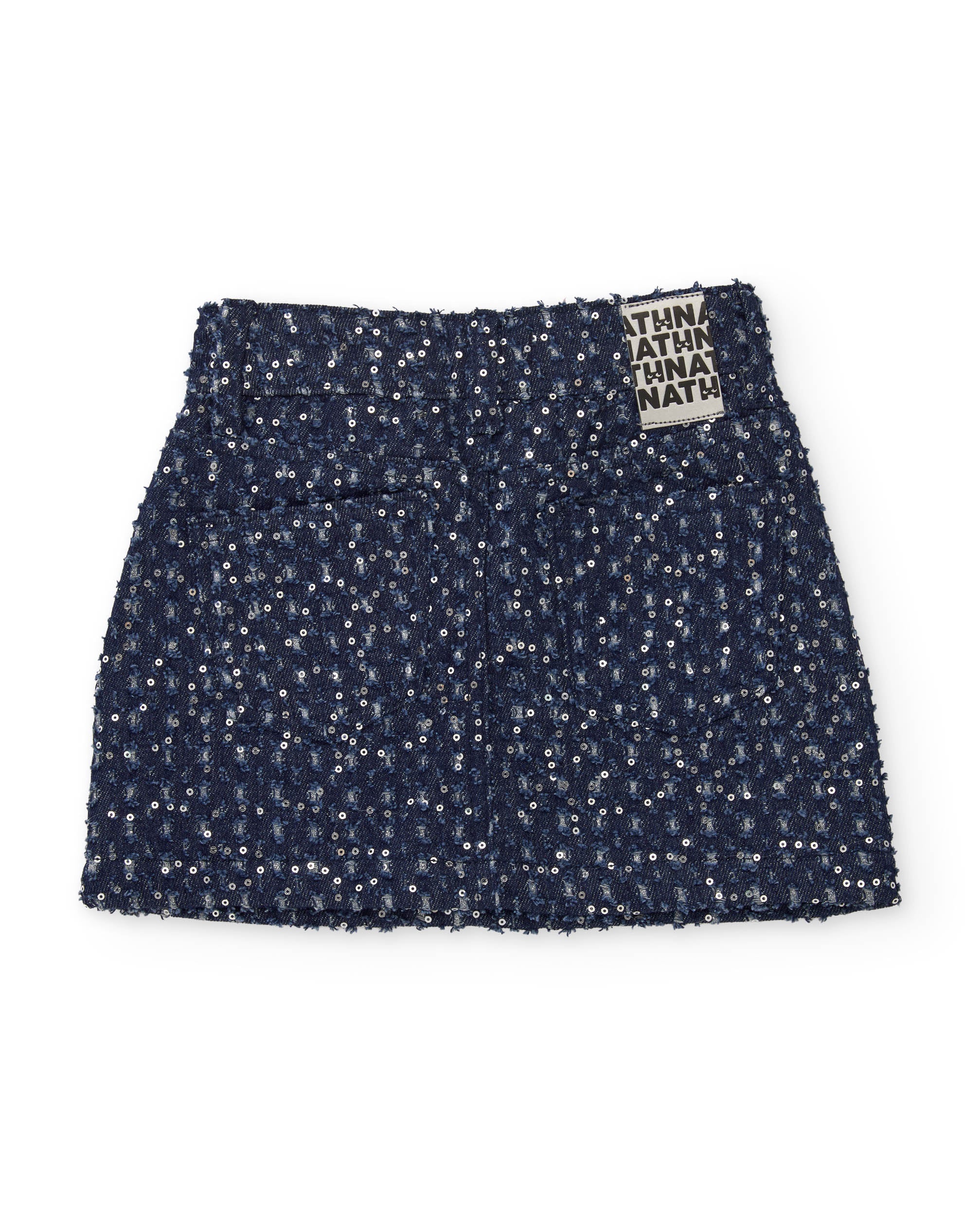 Falda de niña de denim con lentejuelas y corte mini