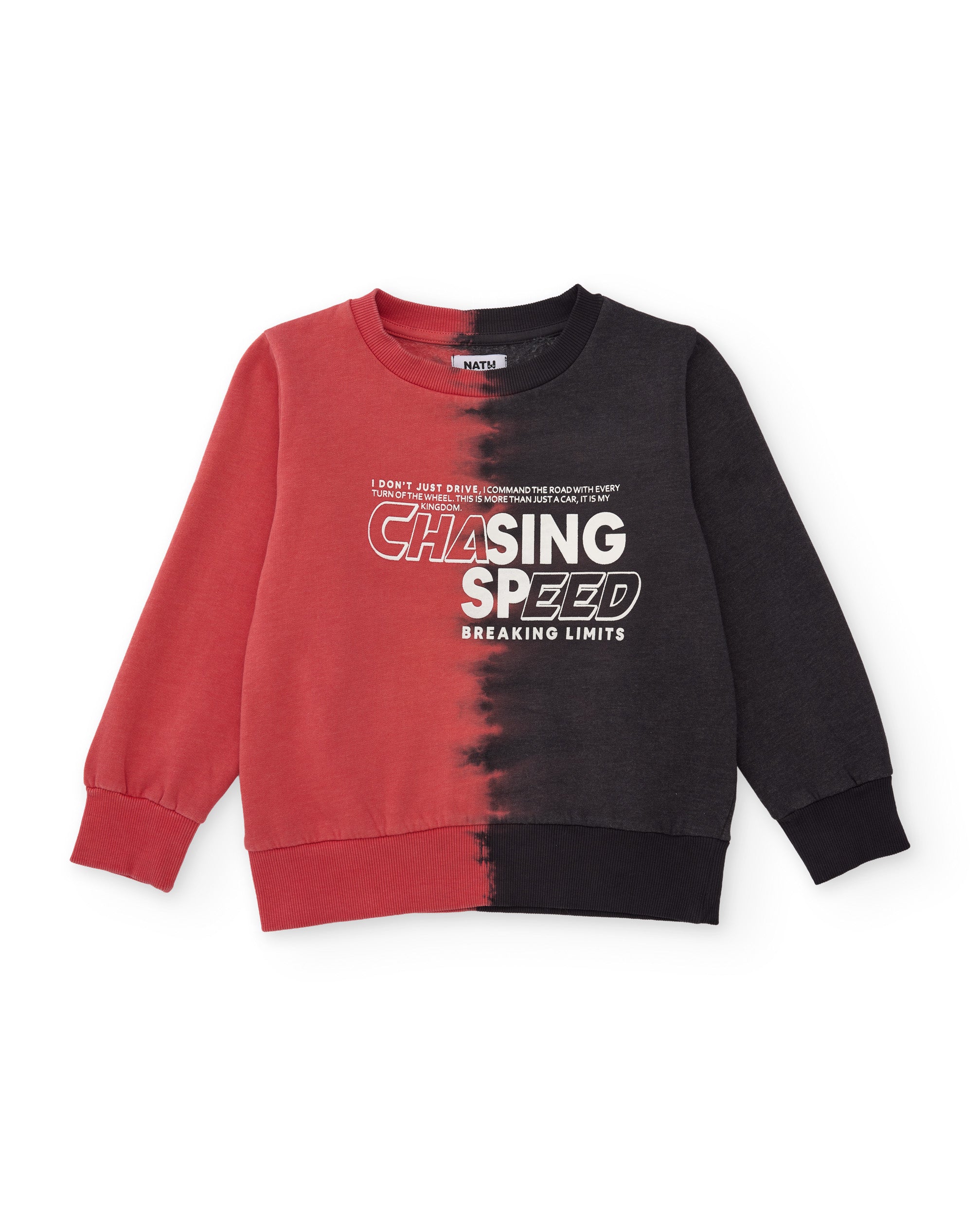 Sudadera de niño de felpa con estampado frontal y colores en contraste