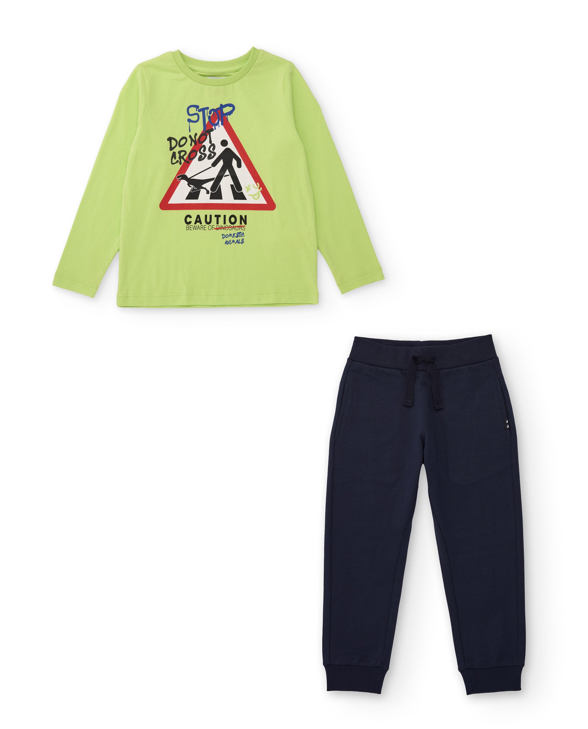 Conjunto de niño con camiseta de algodón con diseño divertido y pantalón jogger