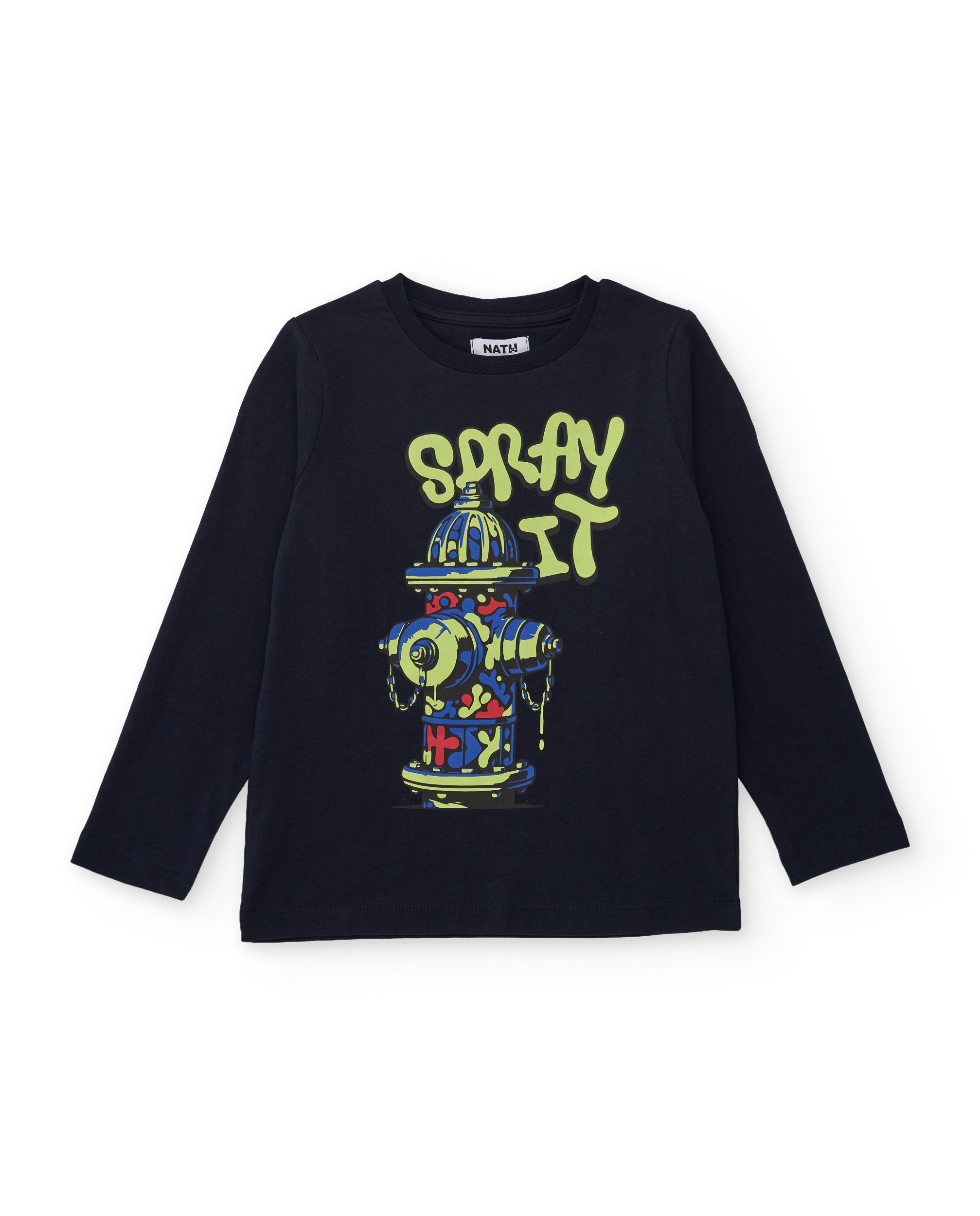 Conjunto de niño con camiseta de algodón con diseño grafiti y pantalón