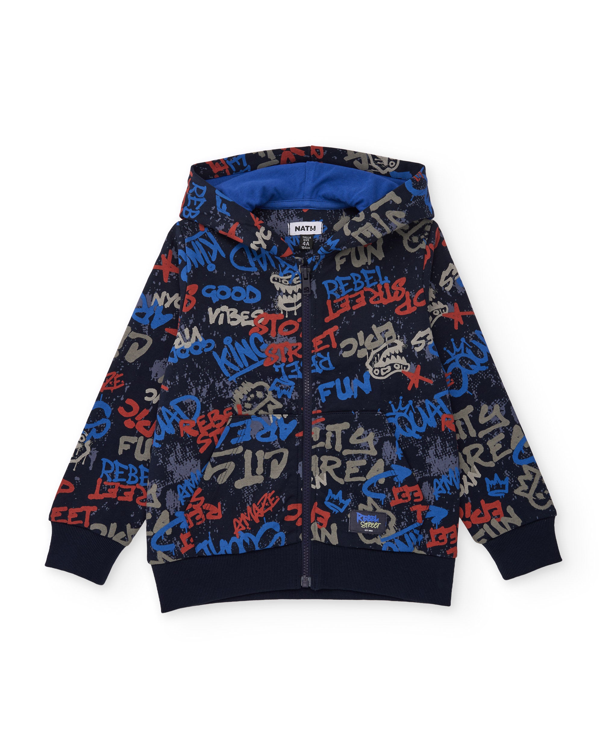 Sudadera de niño de felpa con capucha y diseño de grafitis