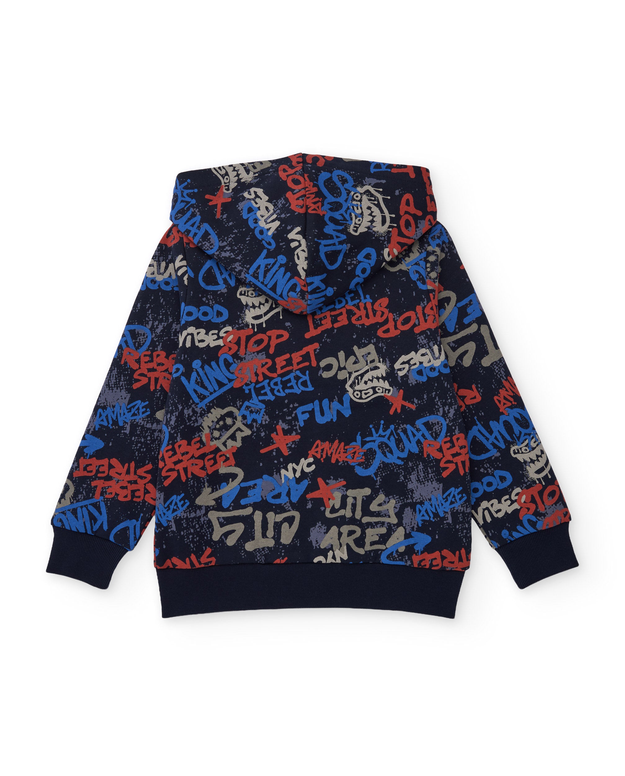 Sudadera de niño de felpa con capucha y diseño de grafitis