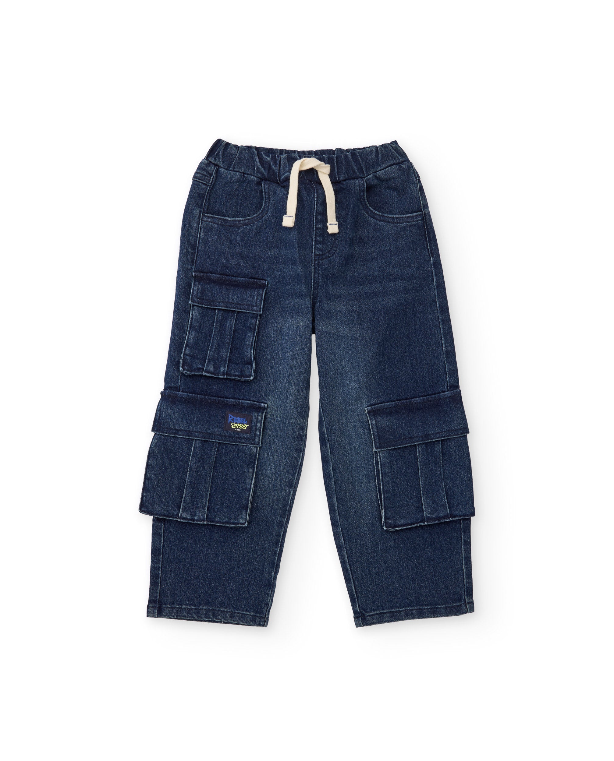 Pantalón cargo de niño de denim con bolsillos